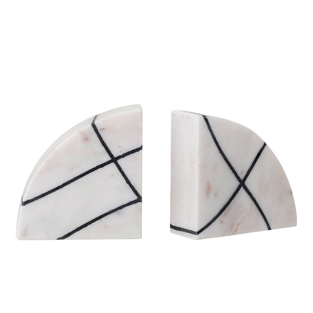 Hello Honey&#xAE; 6&#x22; White &#x26; Black Marble Bookends Set