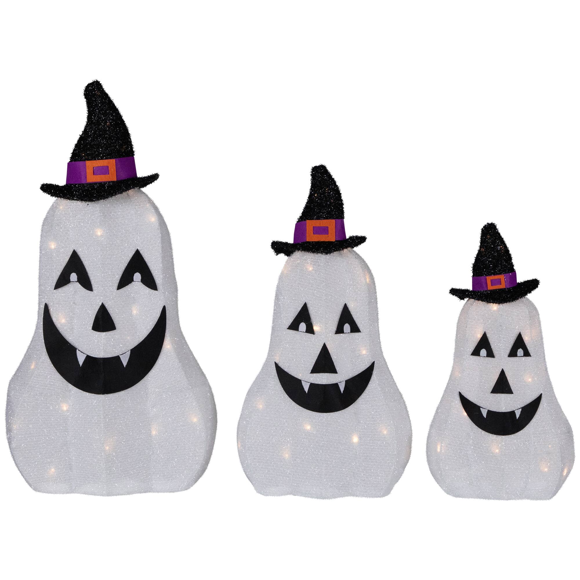 LED Jack O&#x27; Lantern Ghosts Outdoor Halloween Decoration Set