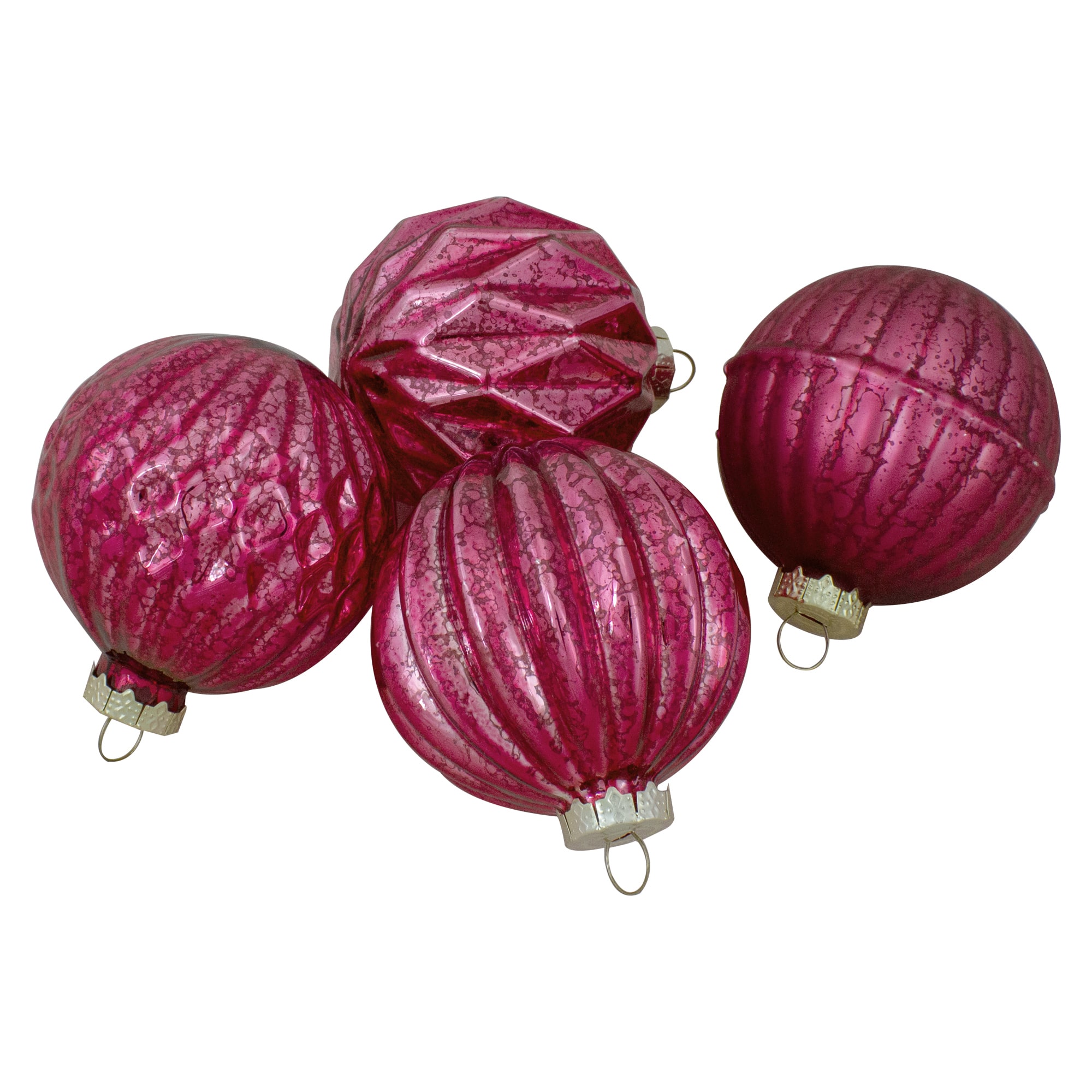 12ct. 3" Glitter & Matte Magenta Pink Finial & Glass Ball Christmas Ornaments