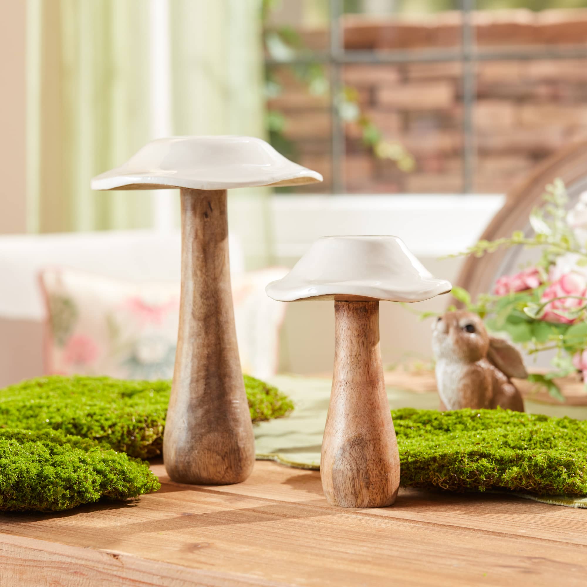 Wood Mushroom D&#xE9;cor Set