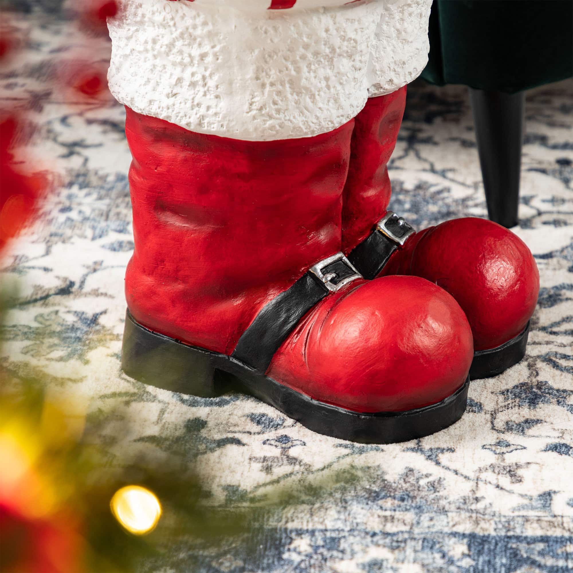 Glitzhome&#xAE; 14.5&#x22;H Christmas MGO Peppermint Boot Stool or Accent Table