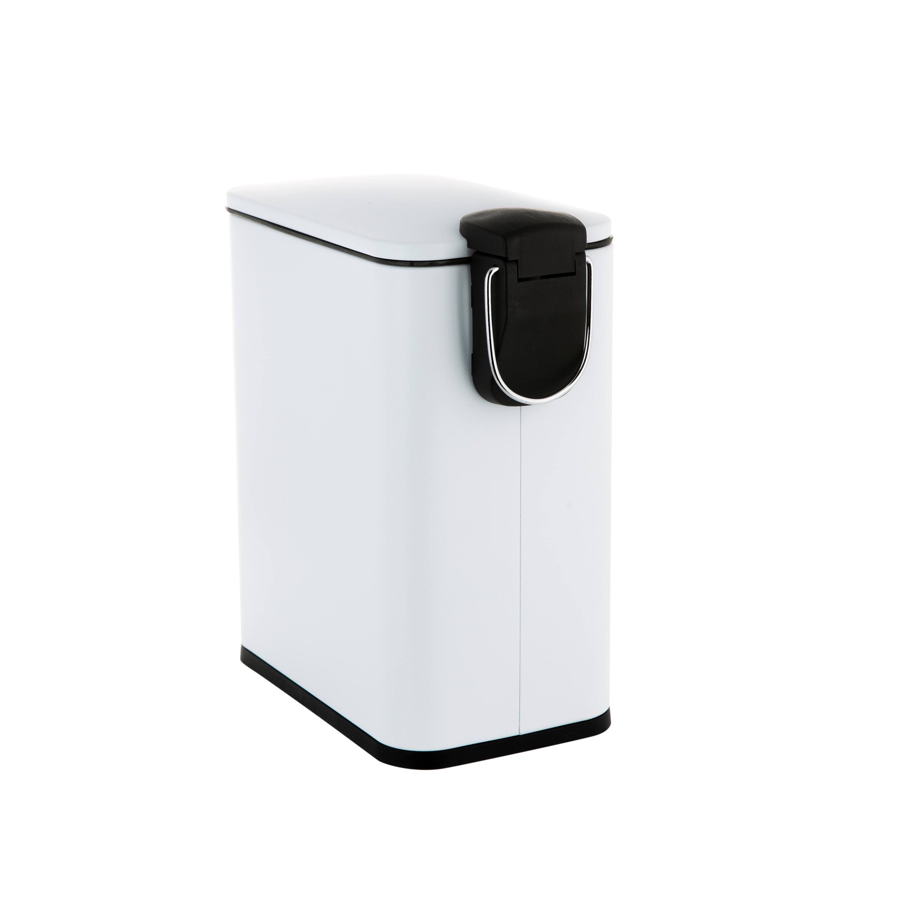 Simplify White 5L Slim Rectangular Pedal Trash Bin with Soft Close Lid