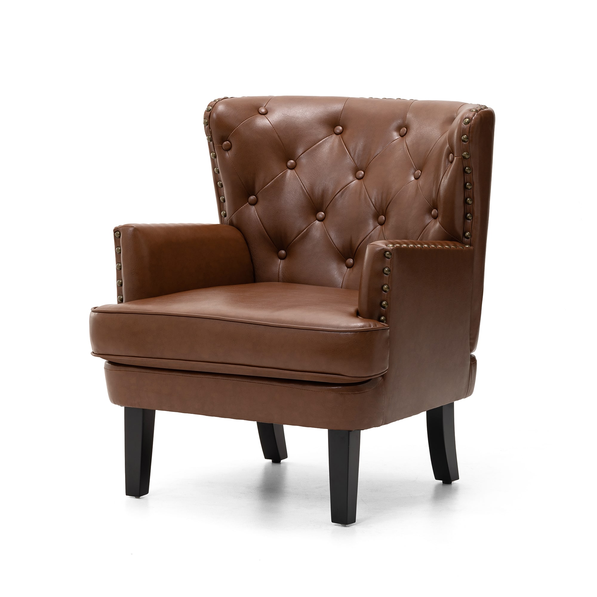 Glitzhome&#xAE; Modern Leatherette Button-Tufted Accent Armchair