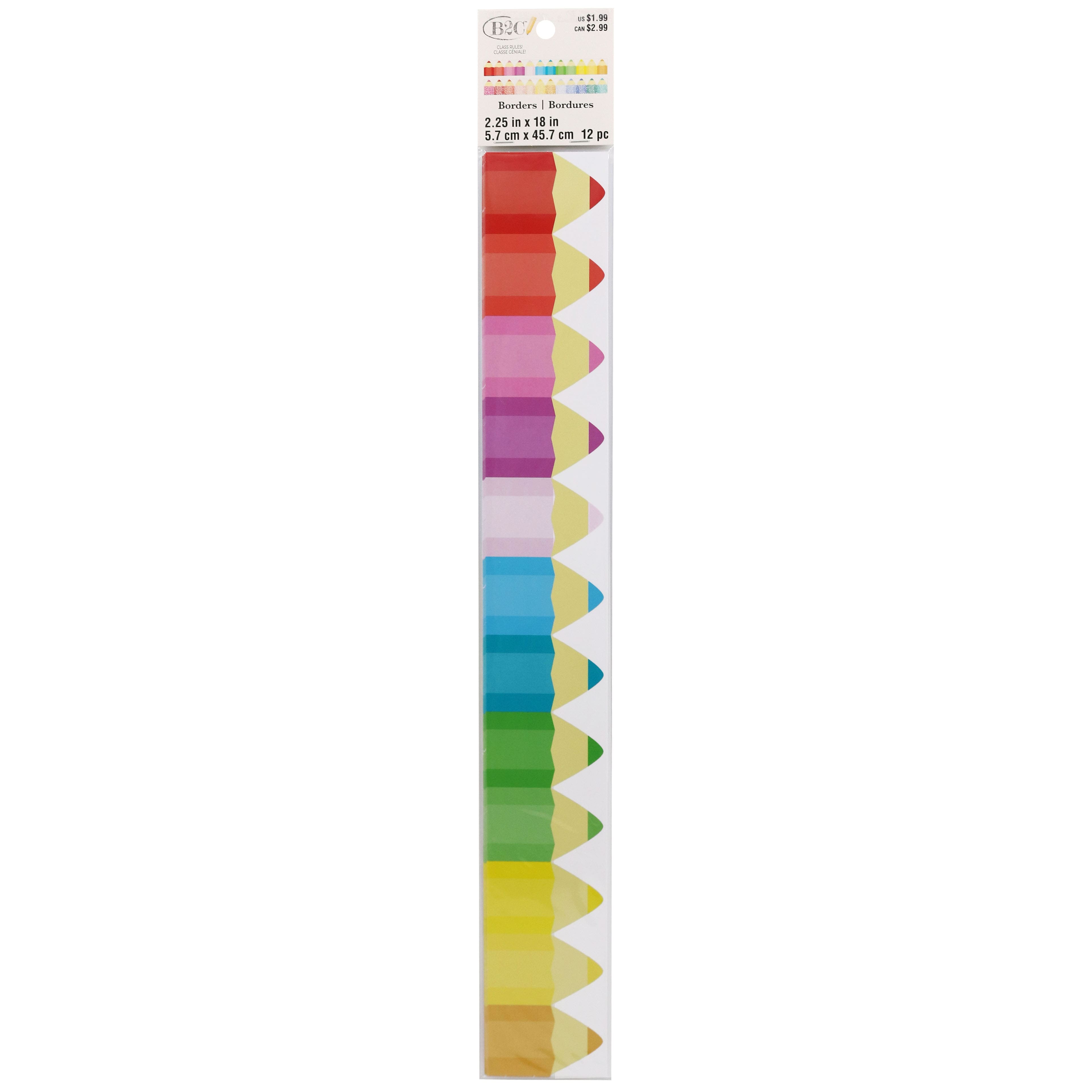 Class Rules! 2.25" x 18" Solid & Speckled Multicolor Pencil Print Borders, 12ct. by B2C™