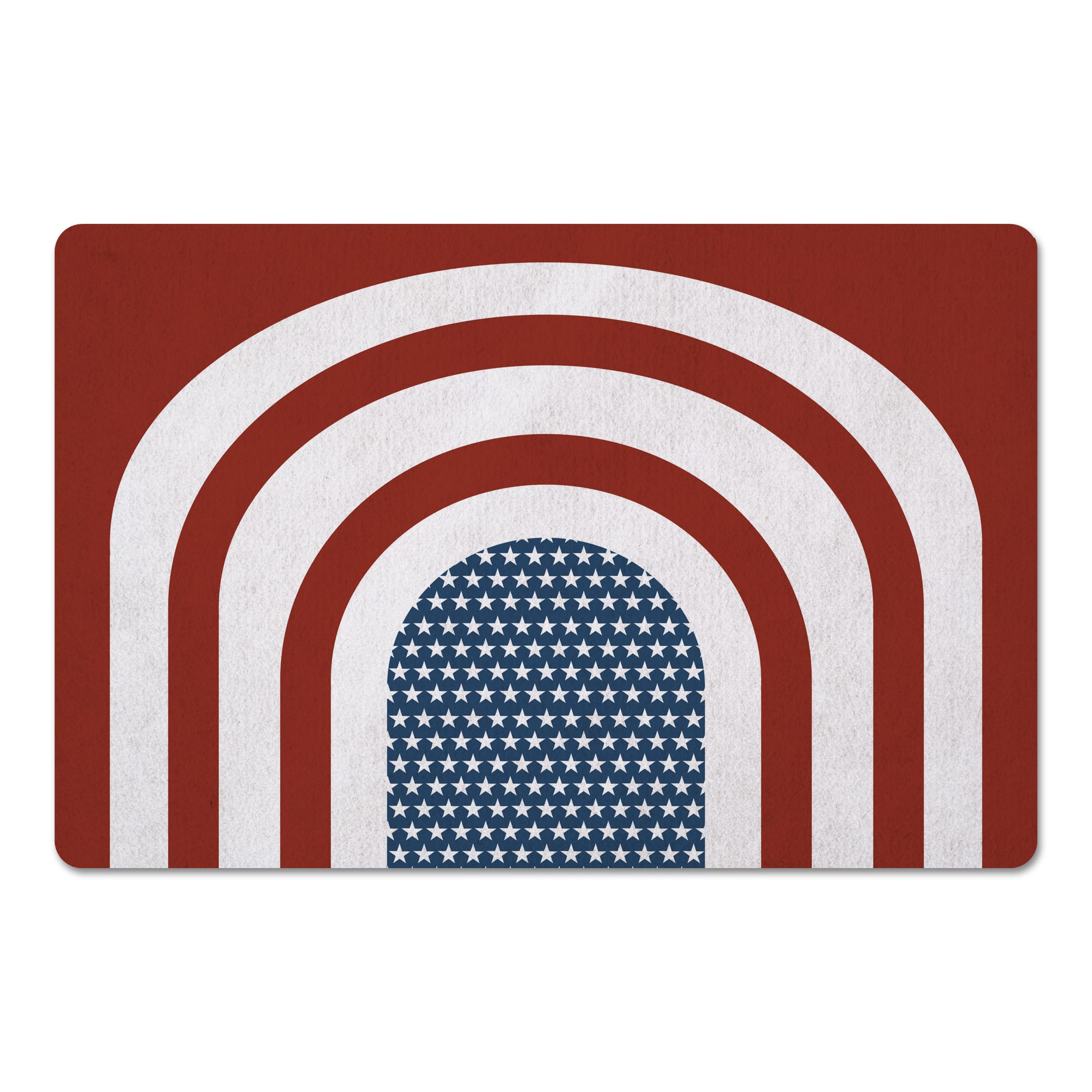 Designs Direct Red Arched Stripes &#x26; Stars Floor Mat