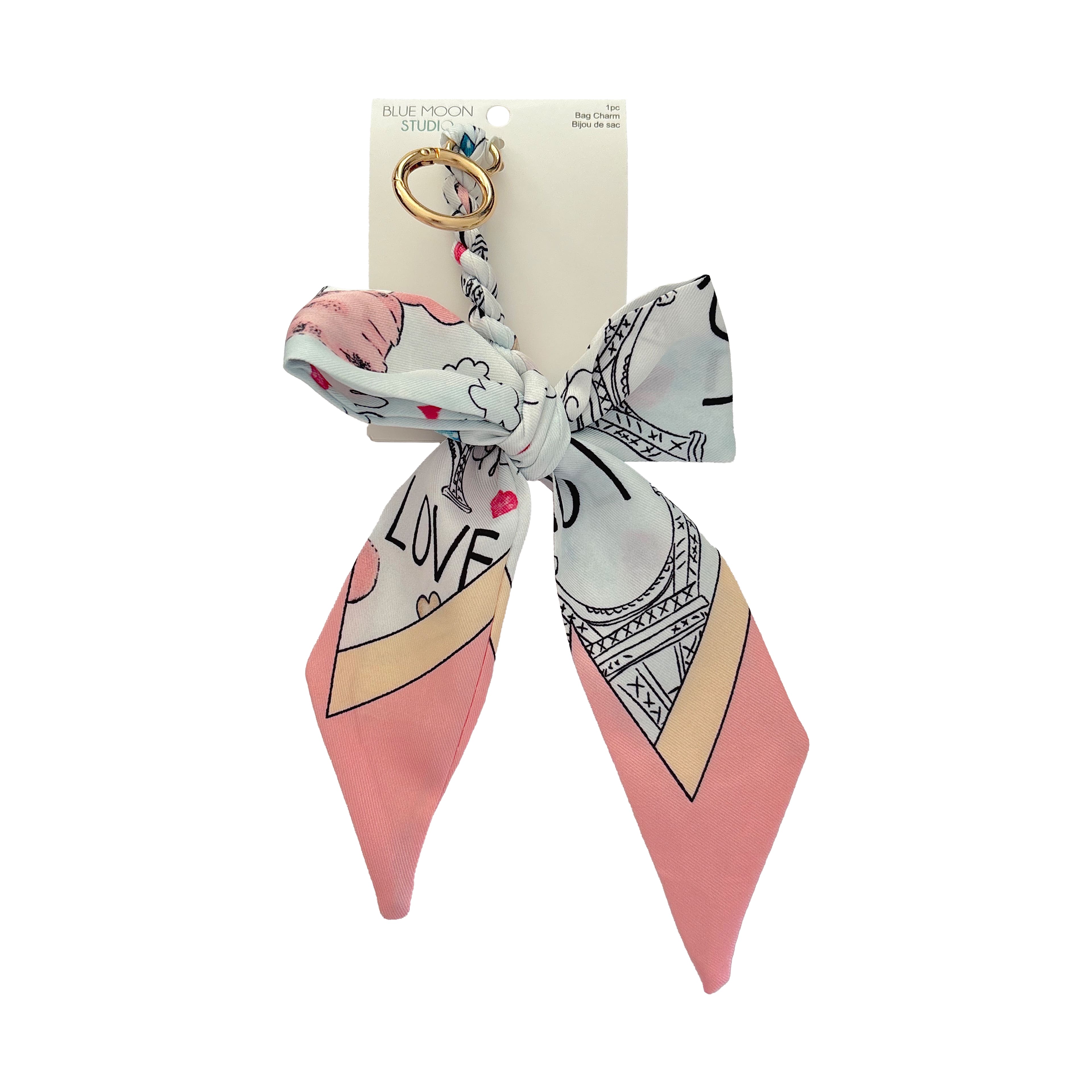 Blue Moon Studio&#x2122; Pink Paris Love Bow Bag Charm