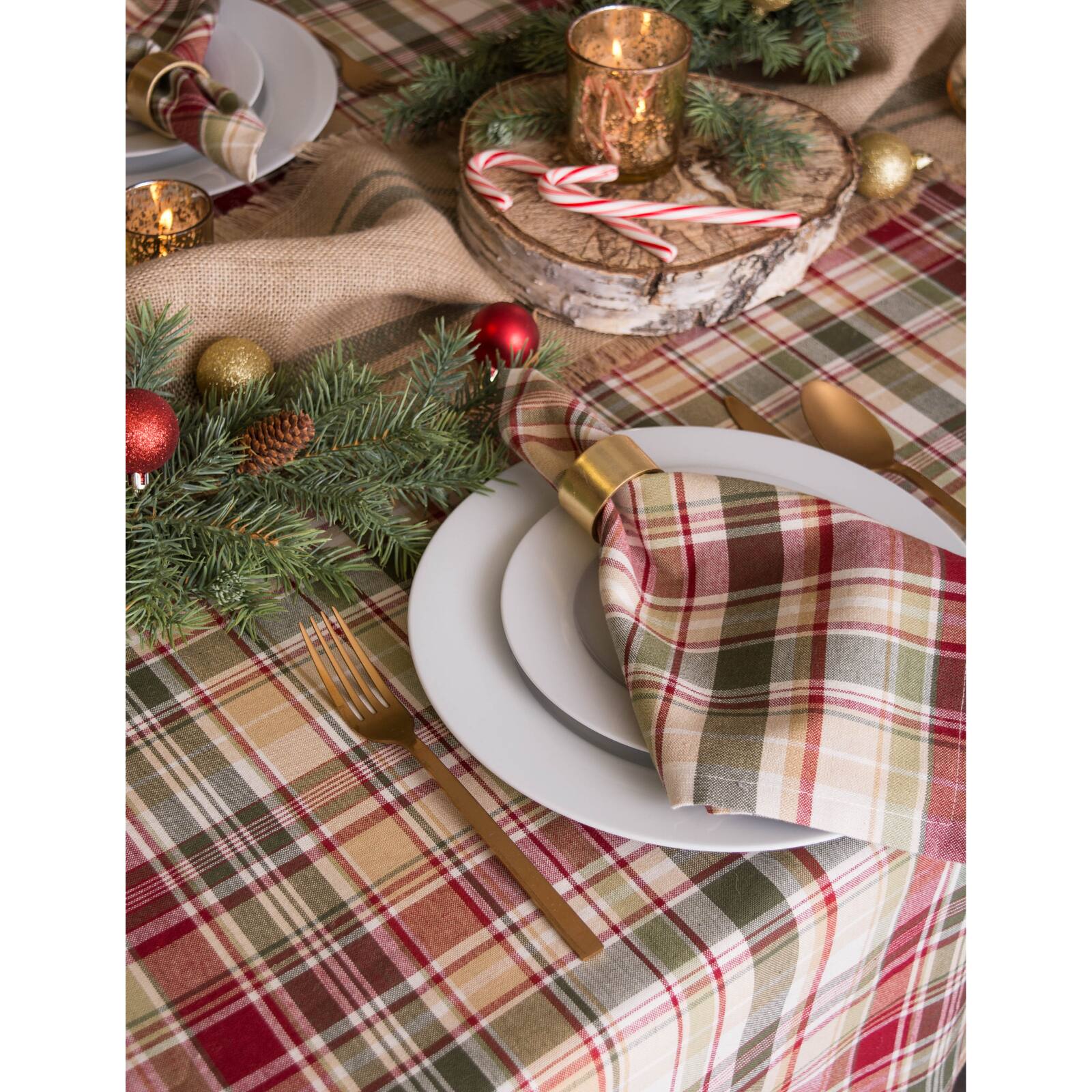 DII&#xAE; 104&#x22; Give Thanks Plaid Tablecloth
