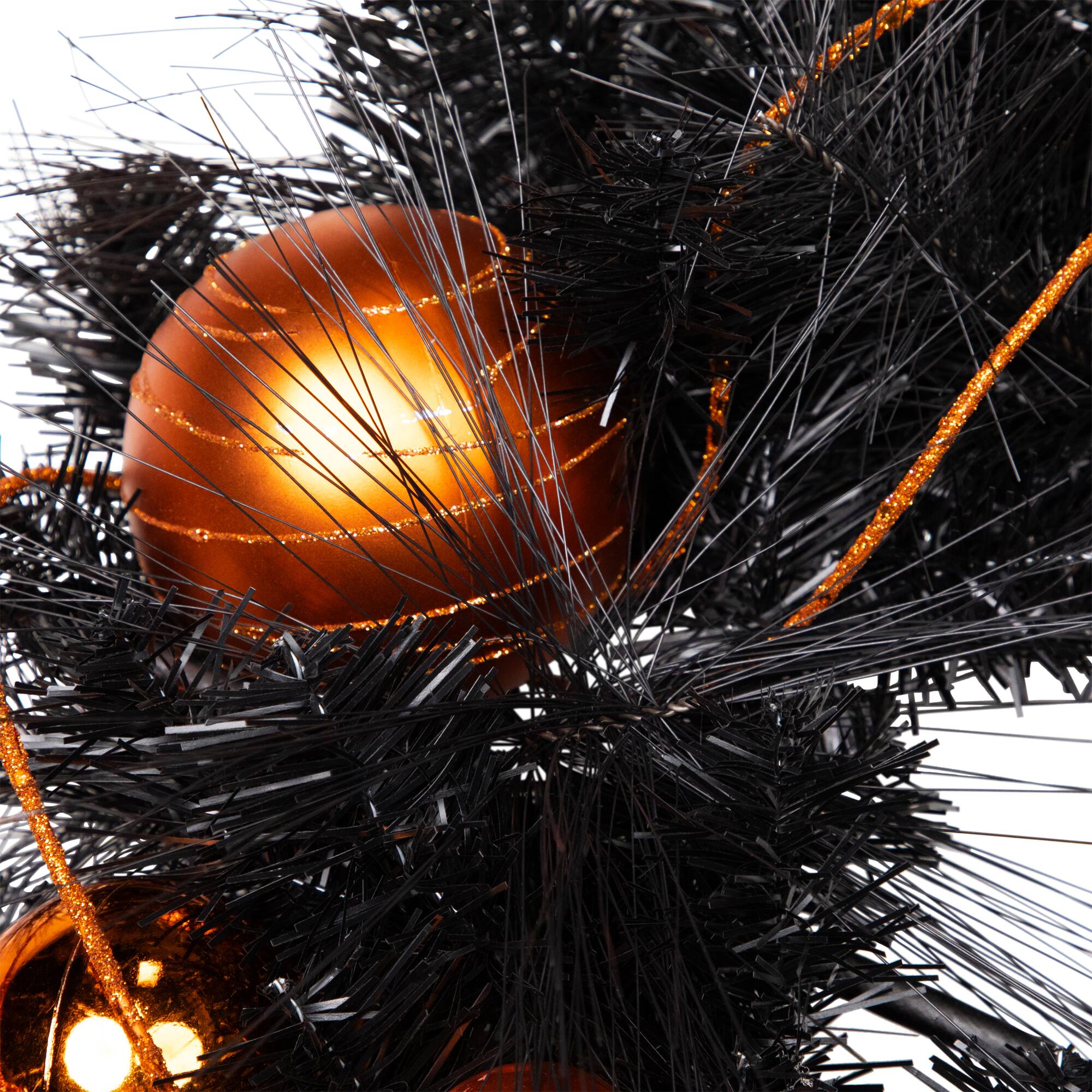 24'' Unlit Orange and Black Witch and Pumpkins Halloween Wreath