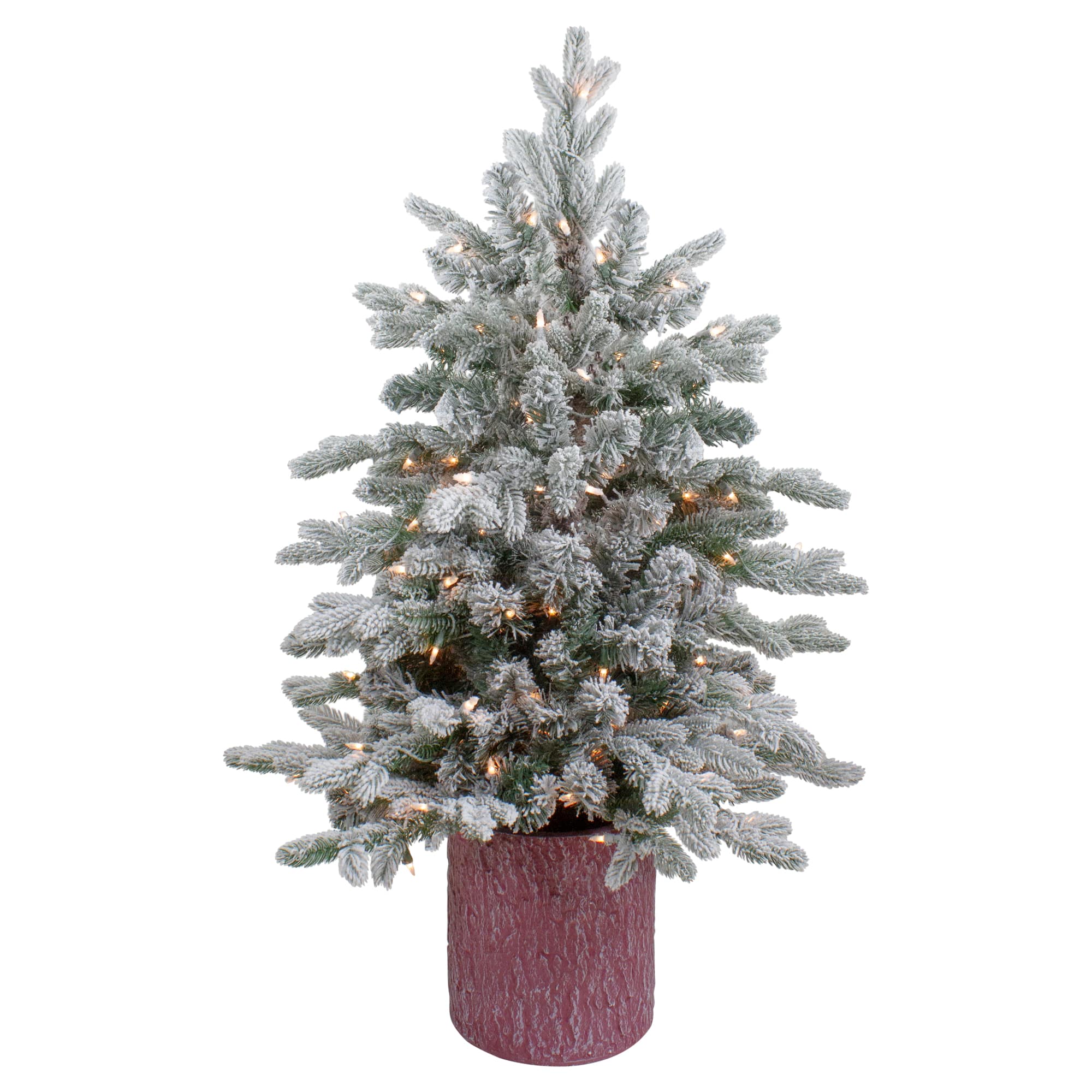 4ft. Pre-Lit Flocked Saratoga Spruce Artificial Christmas Tree in Decorative Pot, Clear Lights