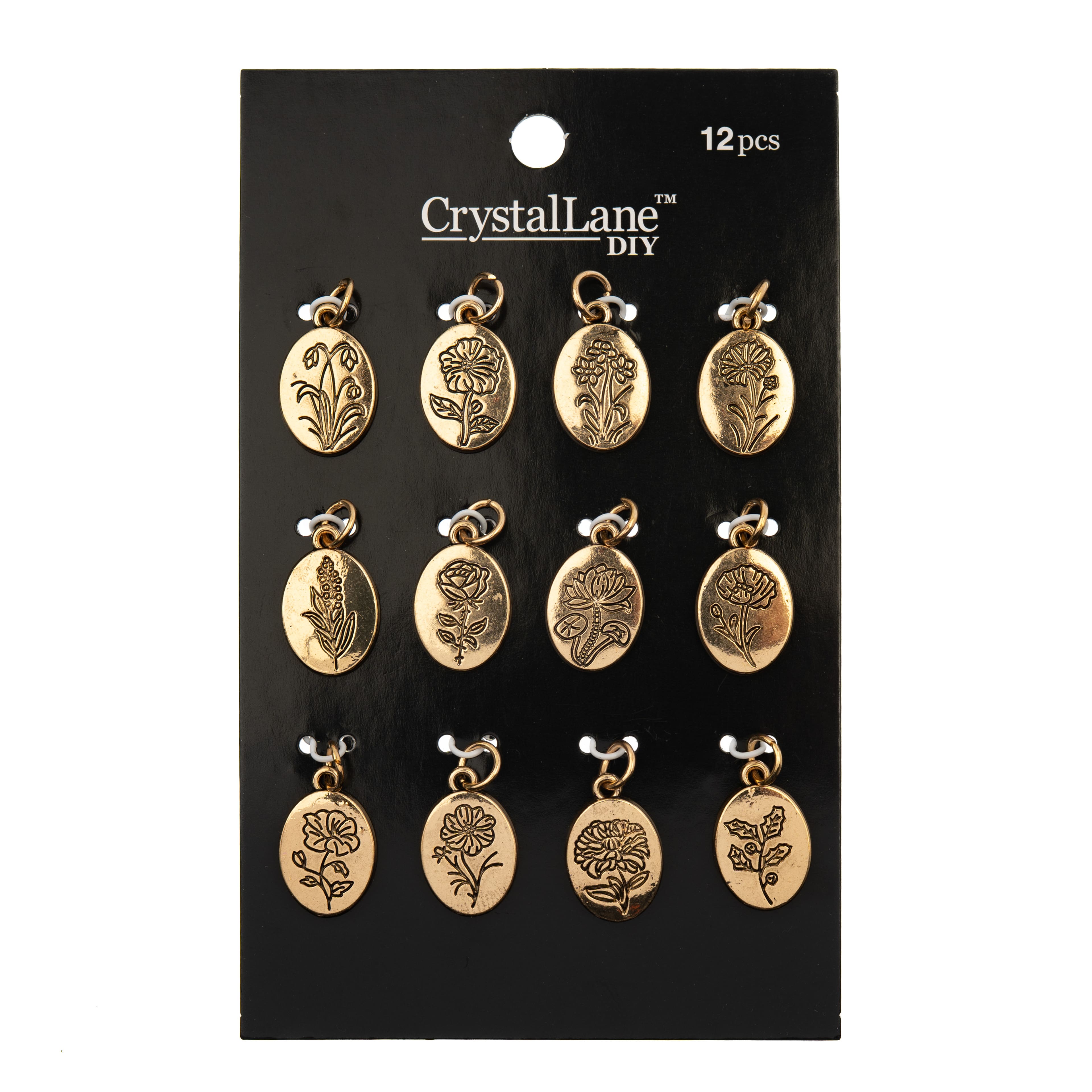 Crystal Lane DIY Gold Birth Flower Charms, 12ct.