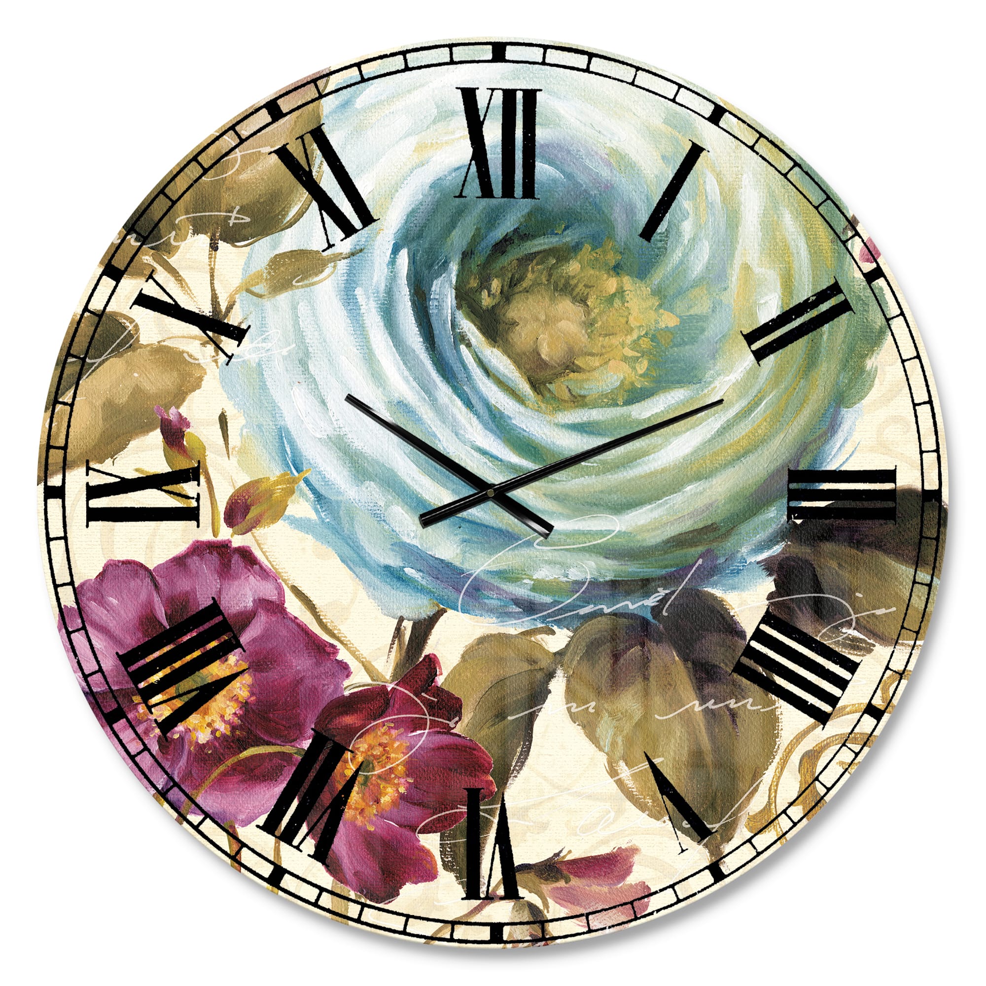 Designart 'Victorias Cream Flower Traditional Wall Clock