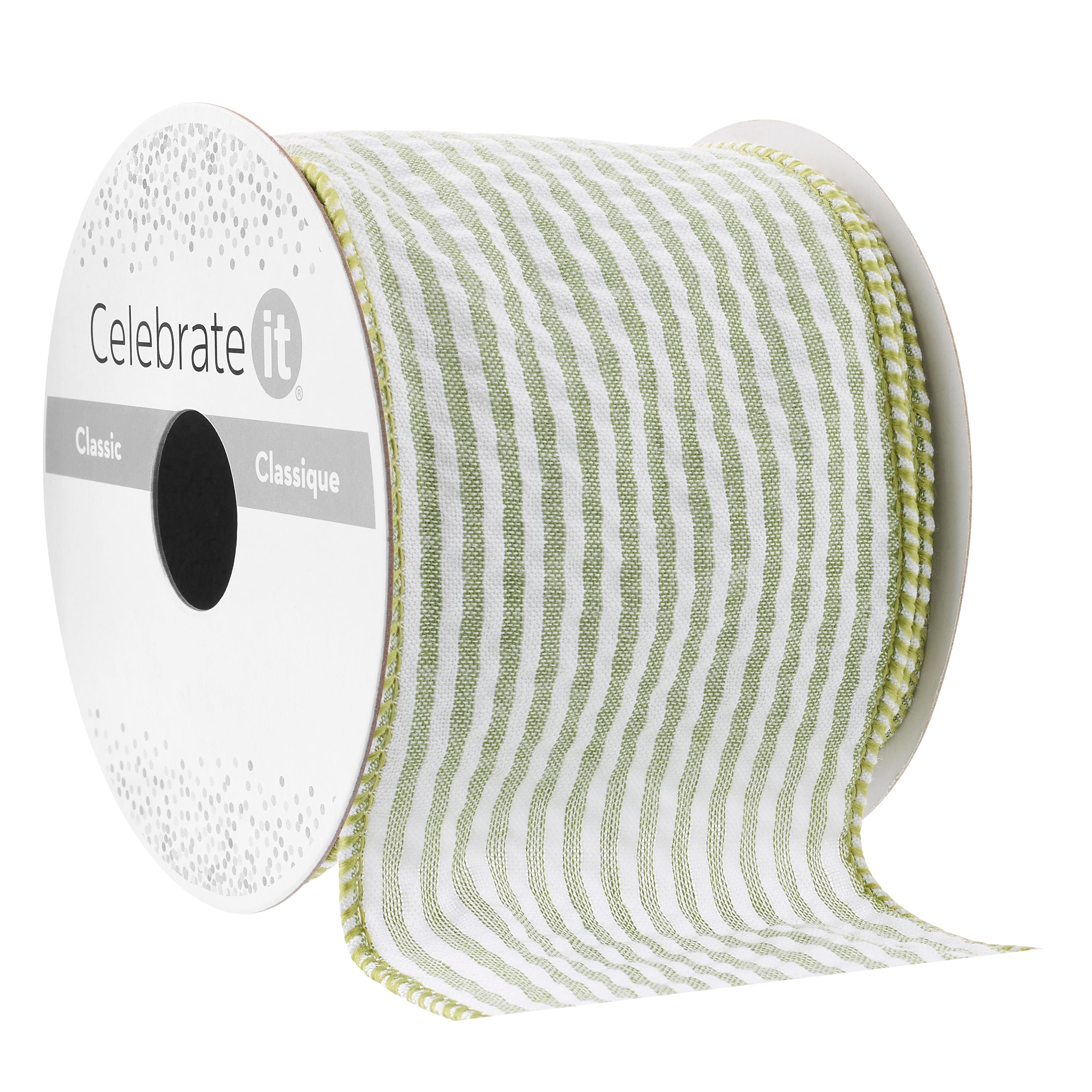 Ruban en tissu gaufr&#xE9; avec fil de fer de 6,3 cm x 2,7 m Classique de Celebrate It