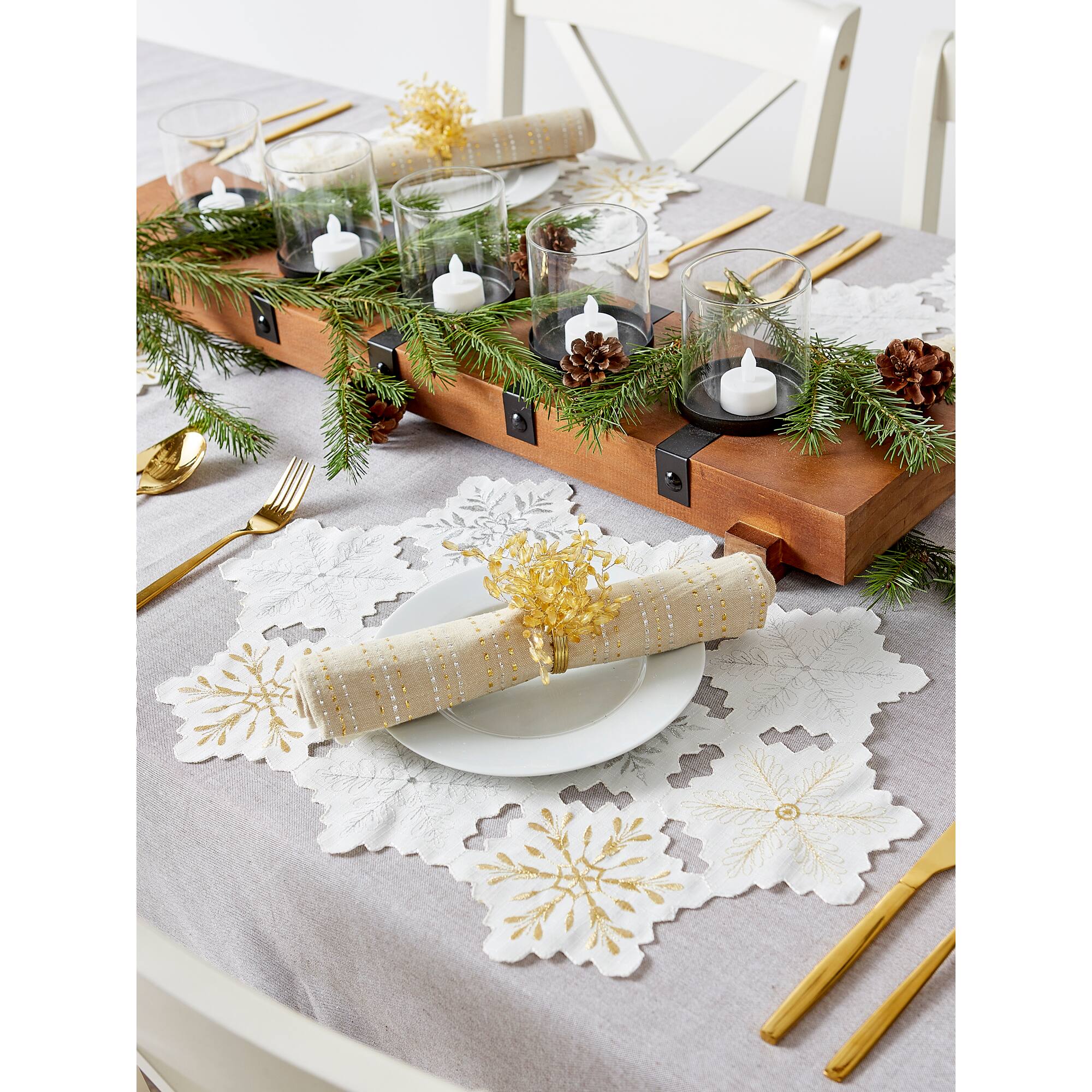 DII® Embroidered Snowflake Placemats, 4ct.