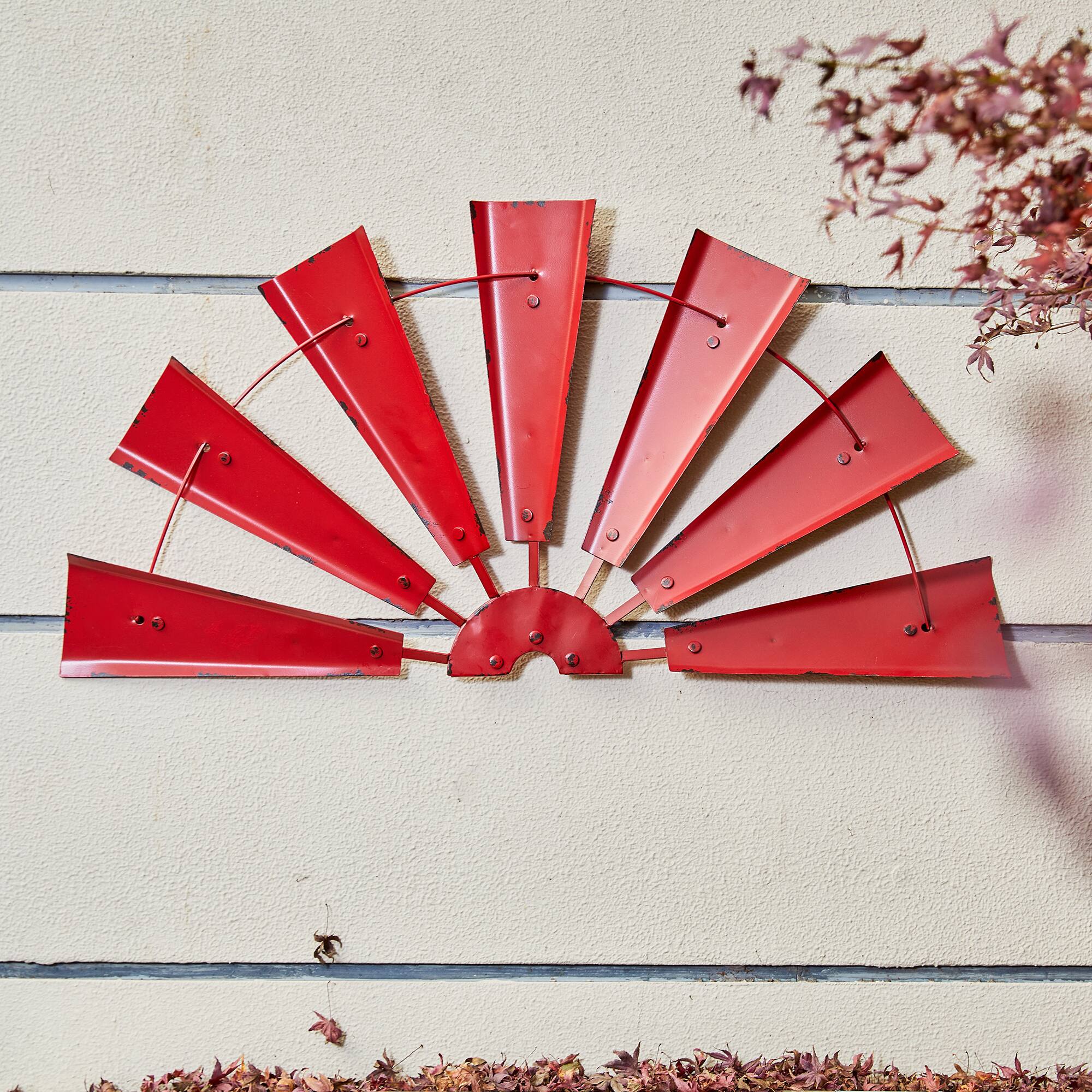 Glitzhome® 32" Red Half Wind Spinner Wall Décor