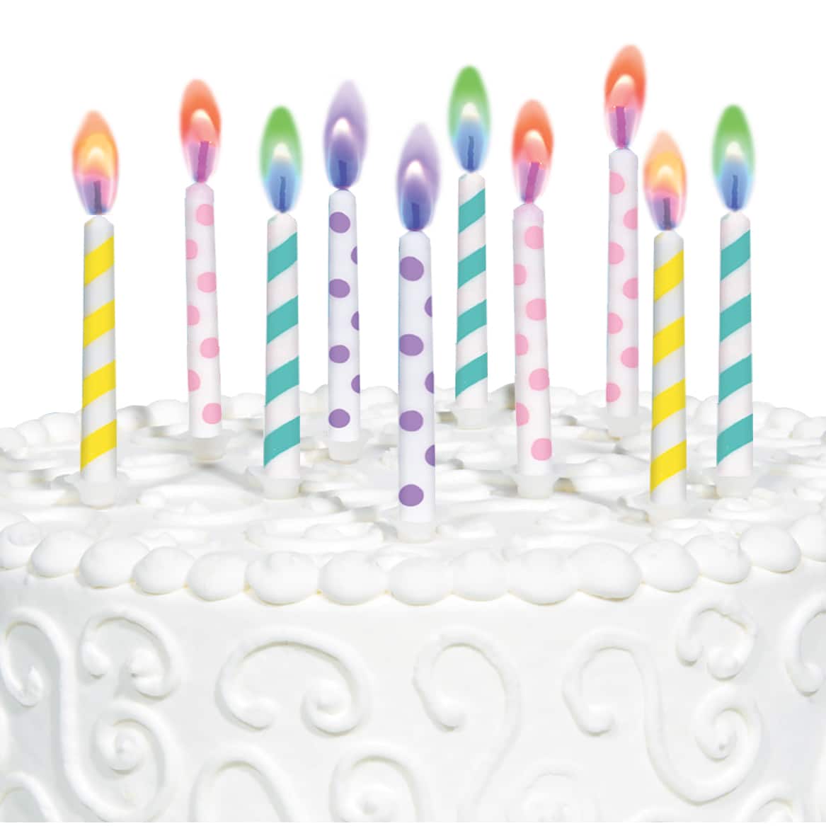 Printed Pastel Color Flame Candles by Celebrate It&#xAE;