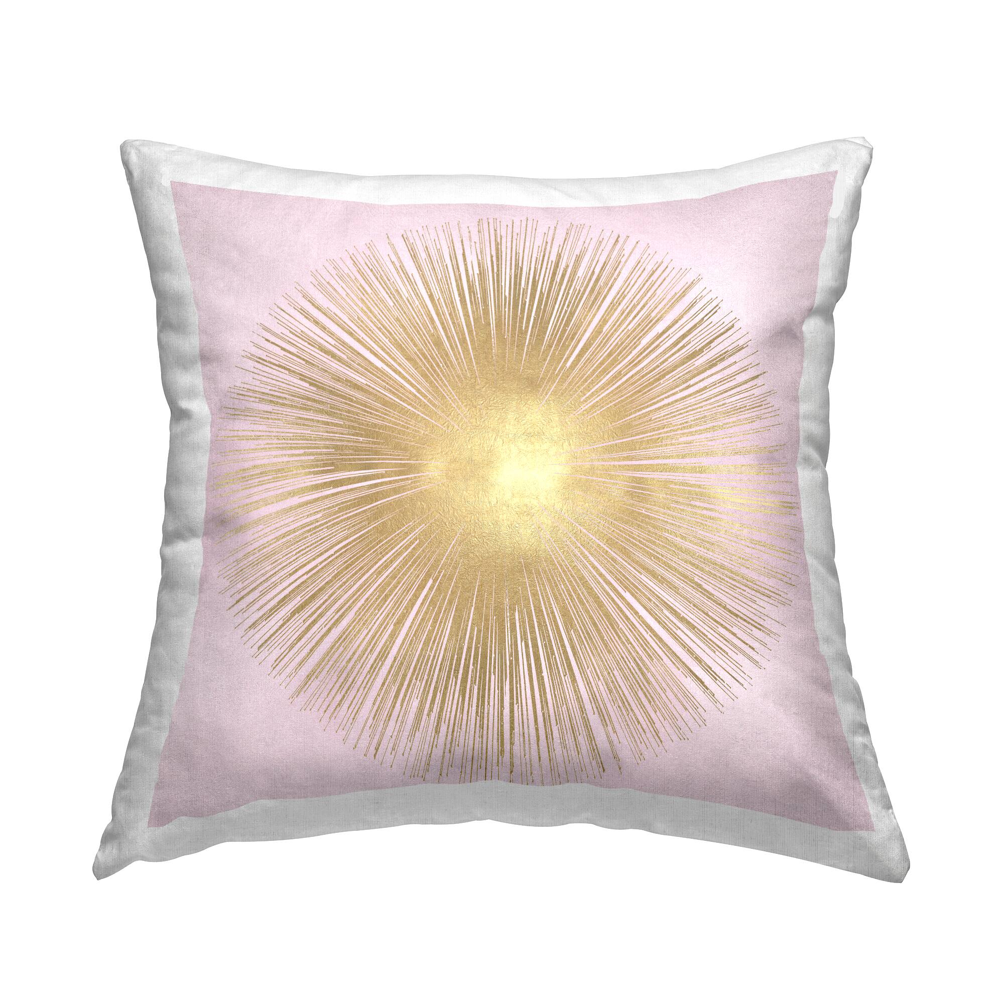 Stupell Industries Minimal Abstract Glam Sunburst Lines Over Pink Throw Pillow 18" x 18"