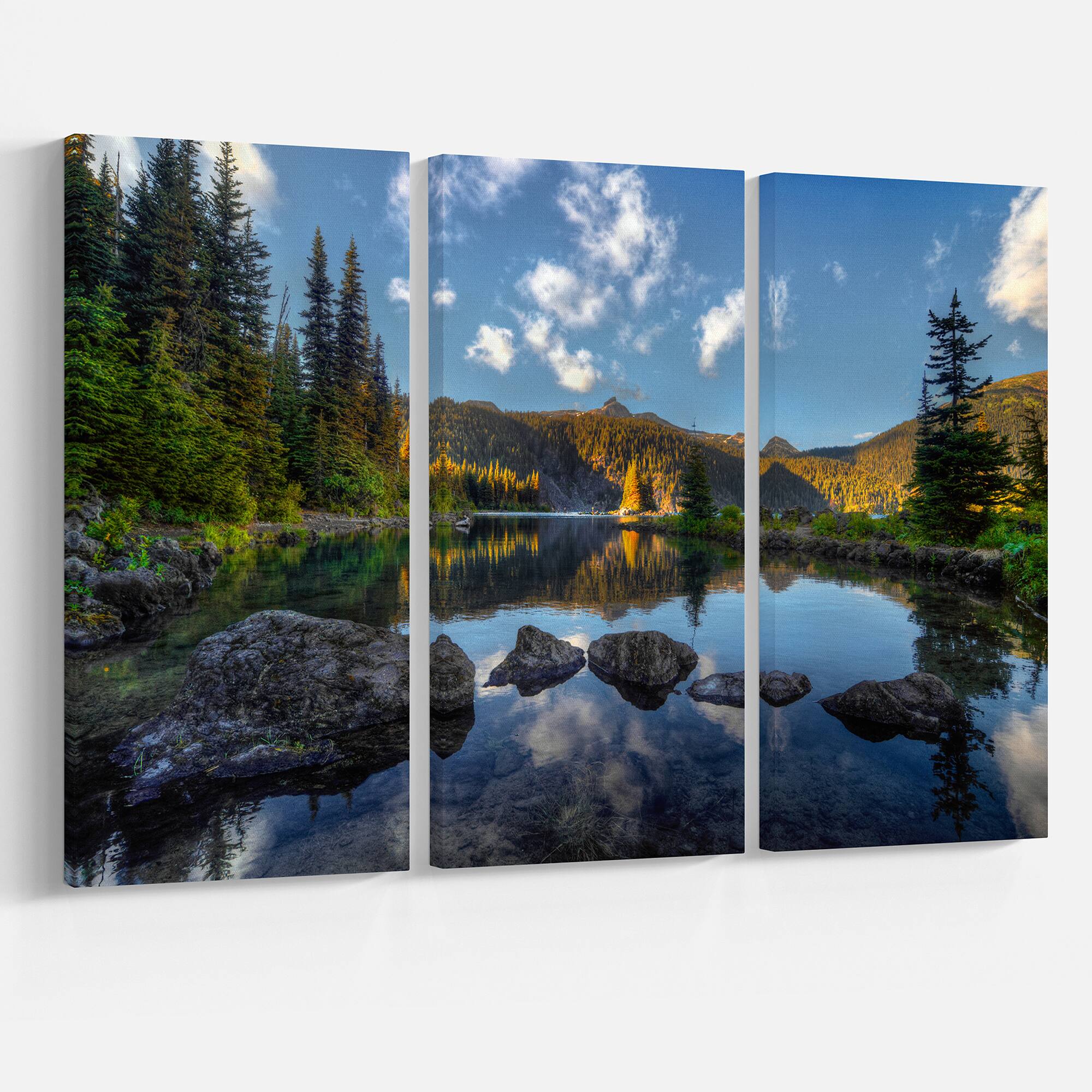 Designart - Mountain Lake Surrounded by Trees
