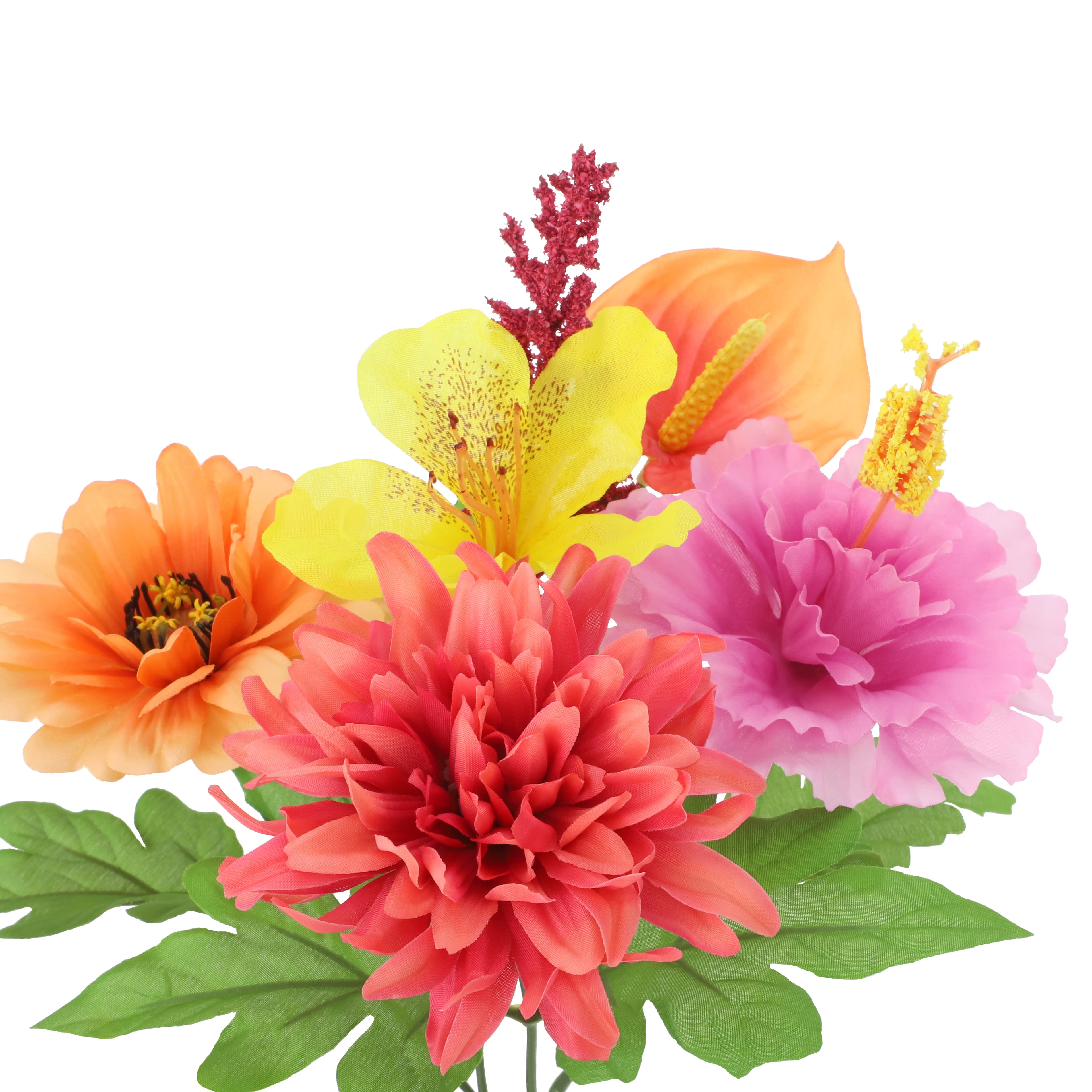 14.5" Orange & Pink Dahlia & Hibiscus Bush by Ashland®
