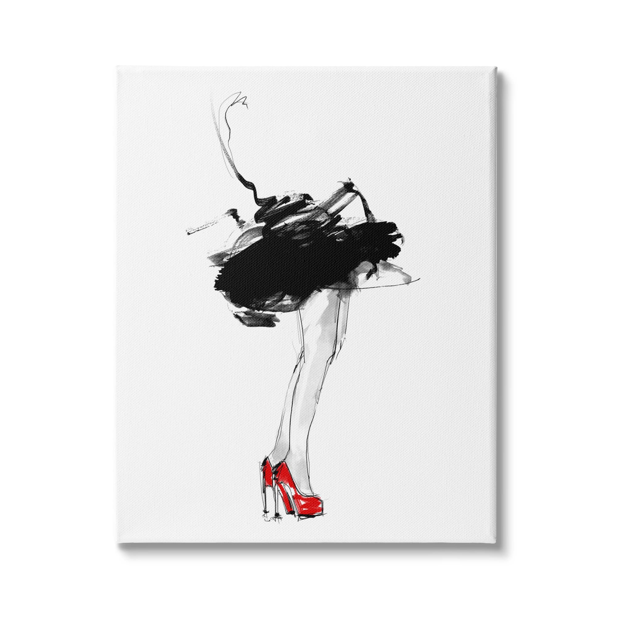Stupell Industries Abstract Female Fashion Illustration Red Heels Tutu Canvas Wall Art