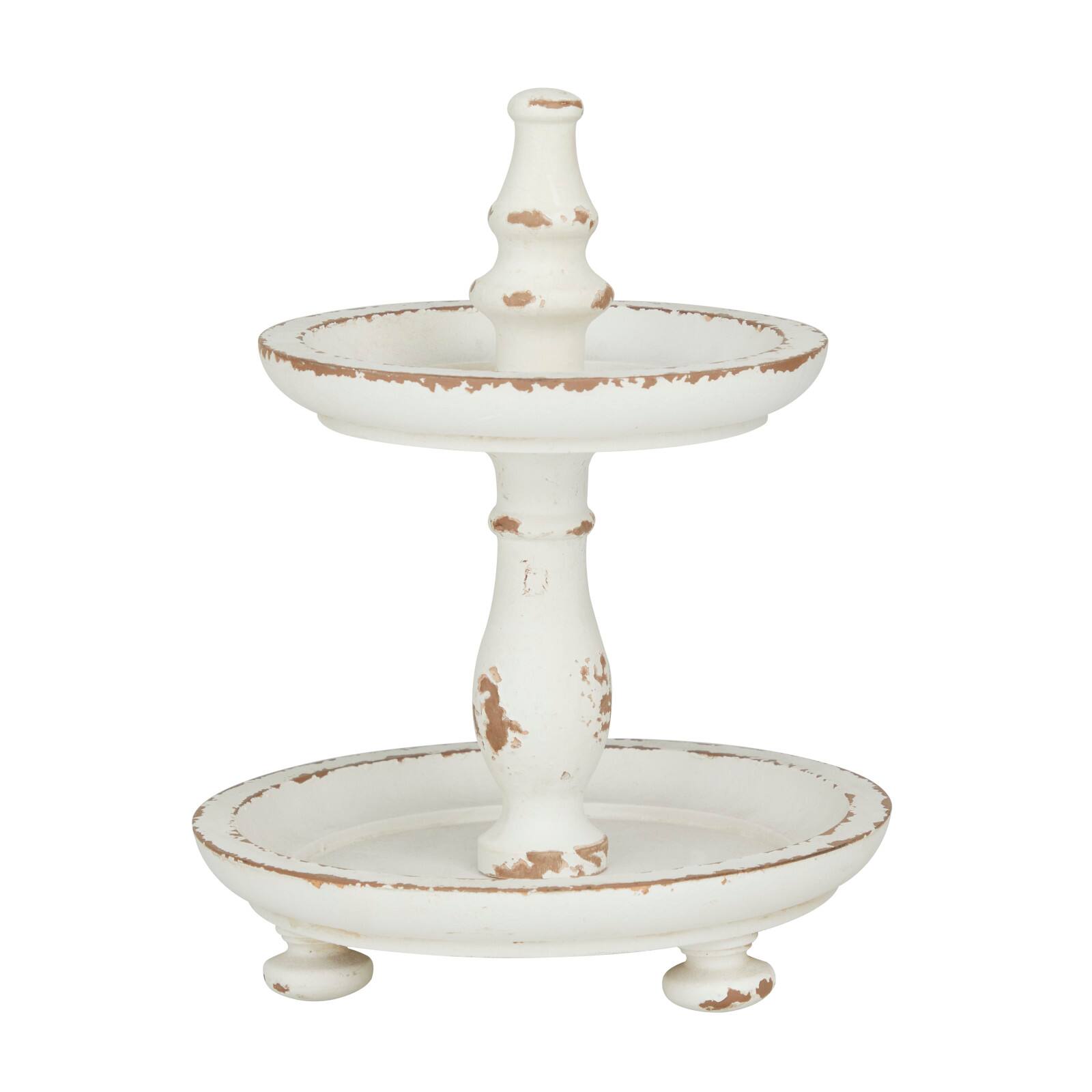 White Wood Country Cottage Tiered Server 10&#x22; x 8&#x22; x 8&#x22;