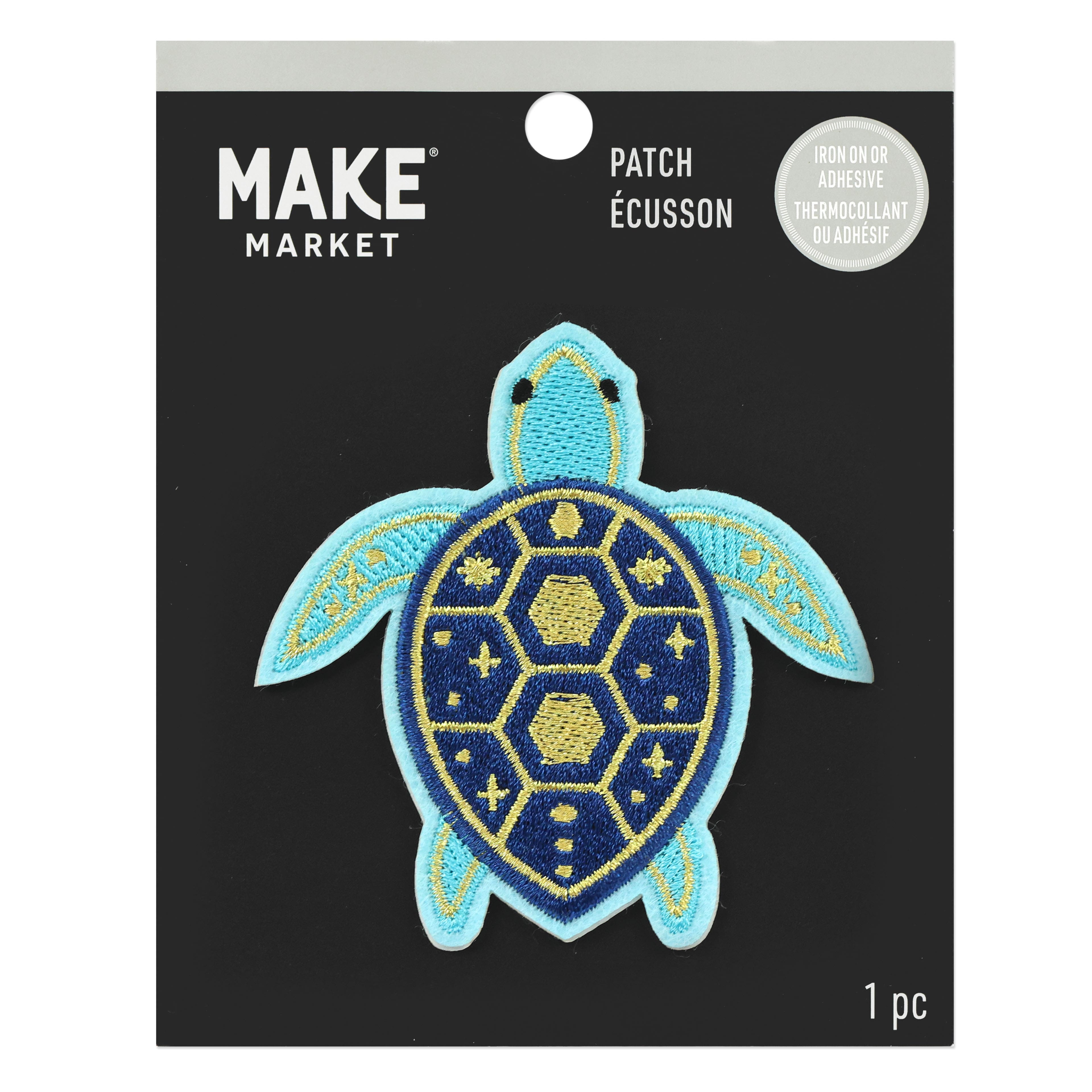 Iron-On & Adhesive Blue Turtle Embroidered Patch by Make Market®