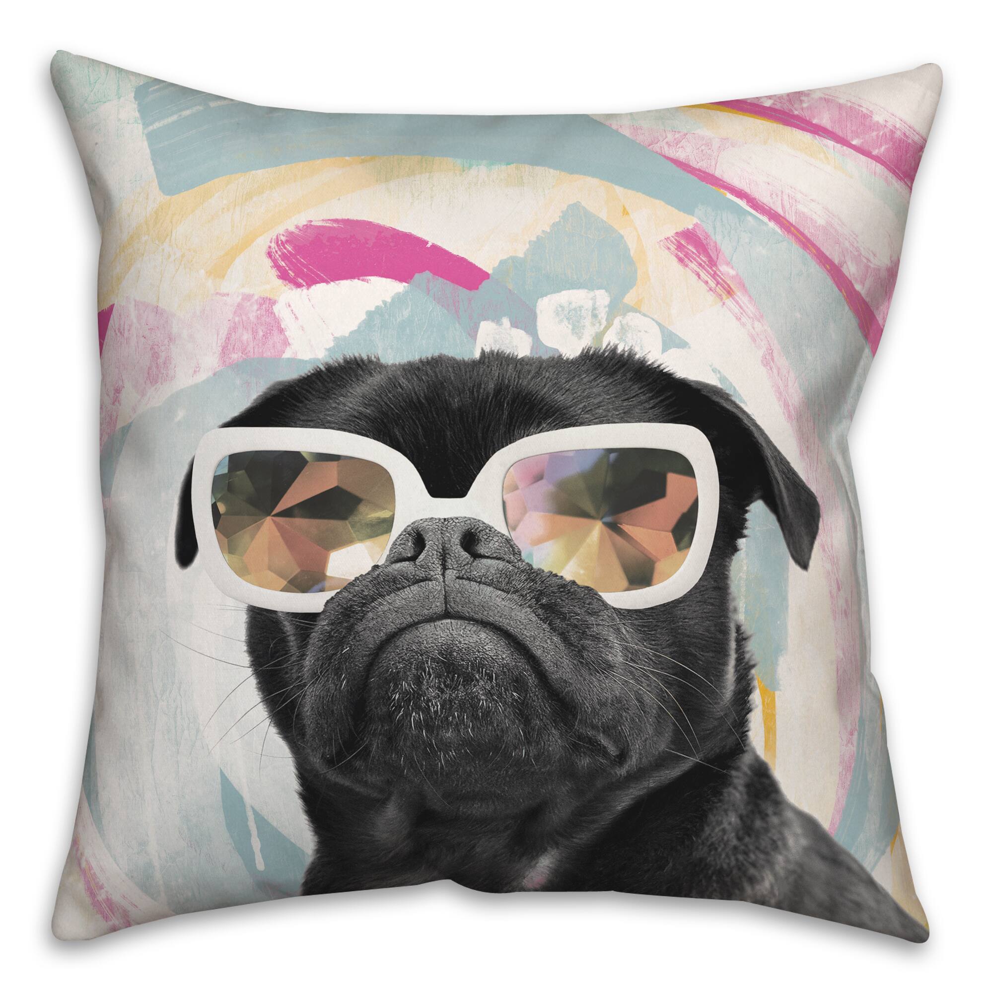 Kaleidoscope Pug 4 Throw Pillow