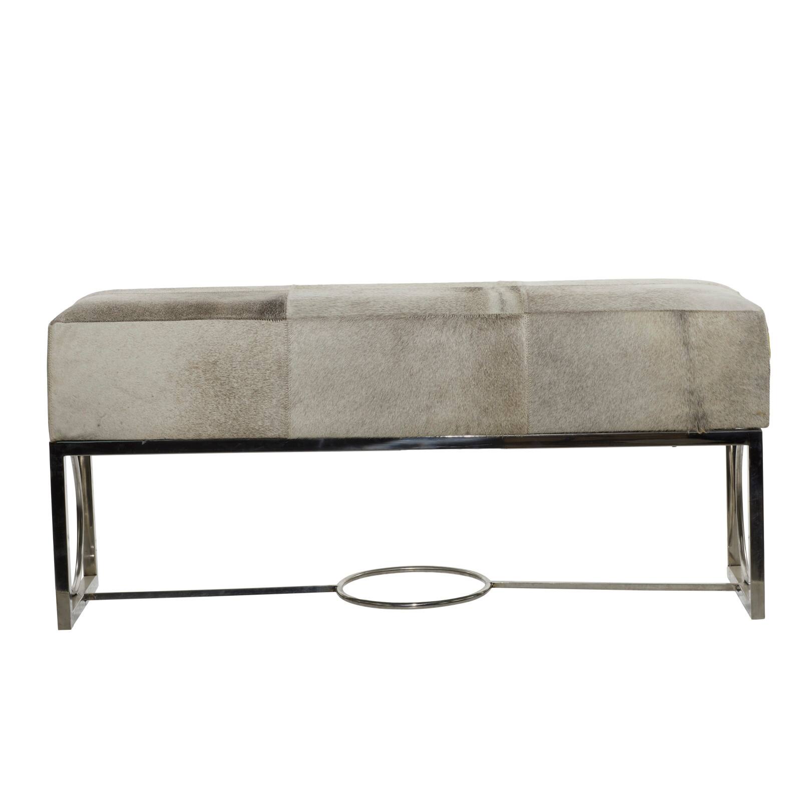 Silver Stainless Steel Contemporary Bench, 17' x 48" x 18"