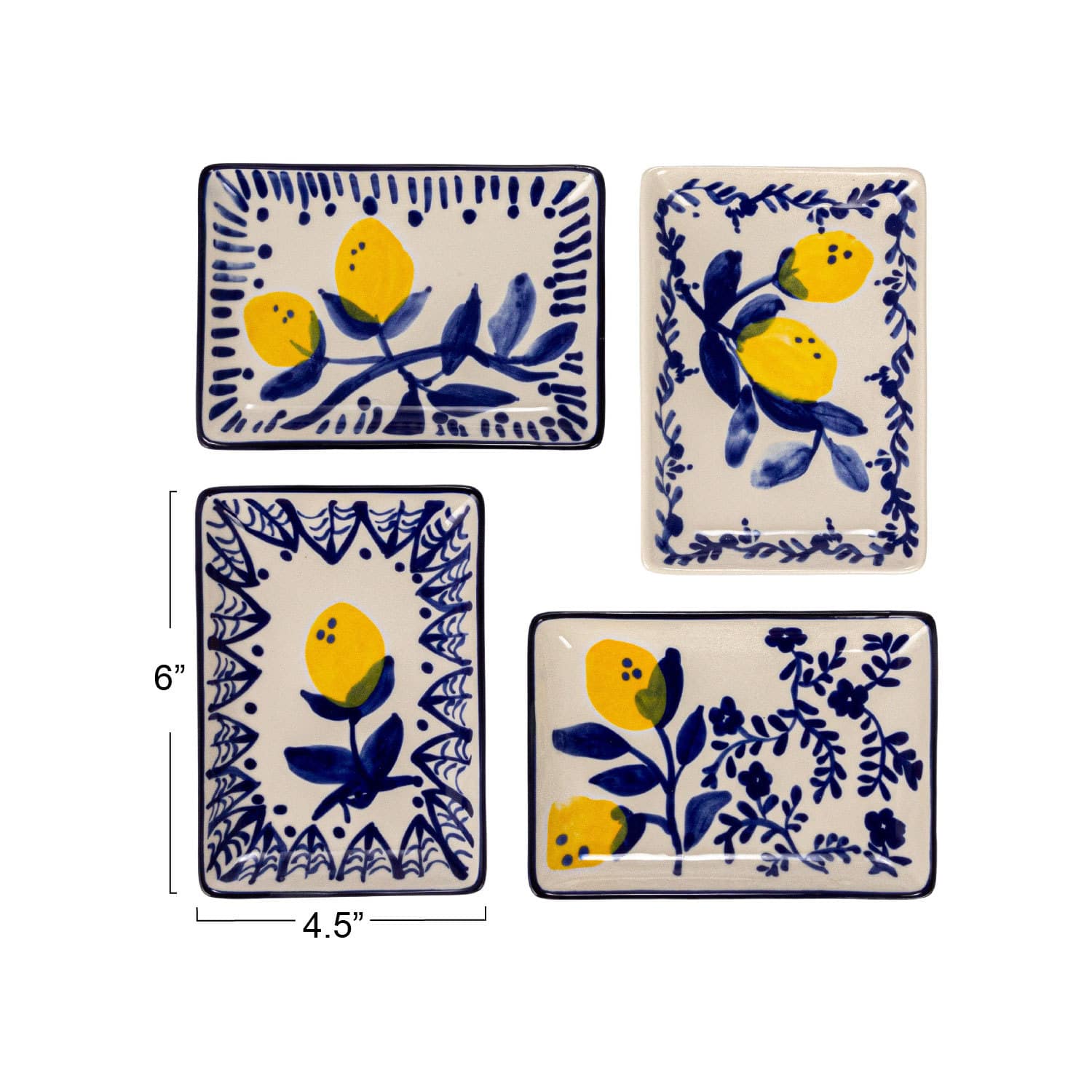 Hello Honey® Blue & Yellow Lemon Stoneware Plate, 12ct.