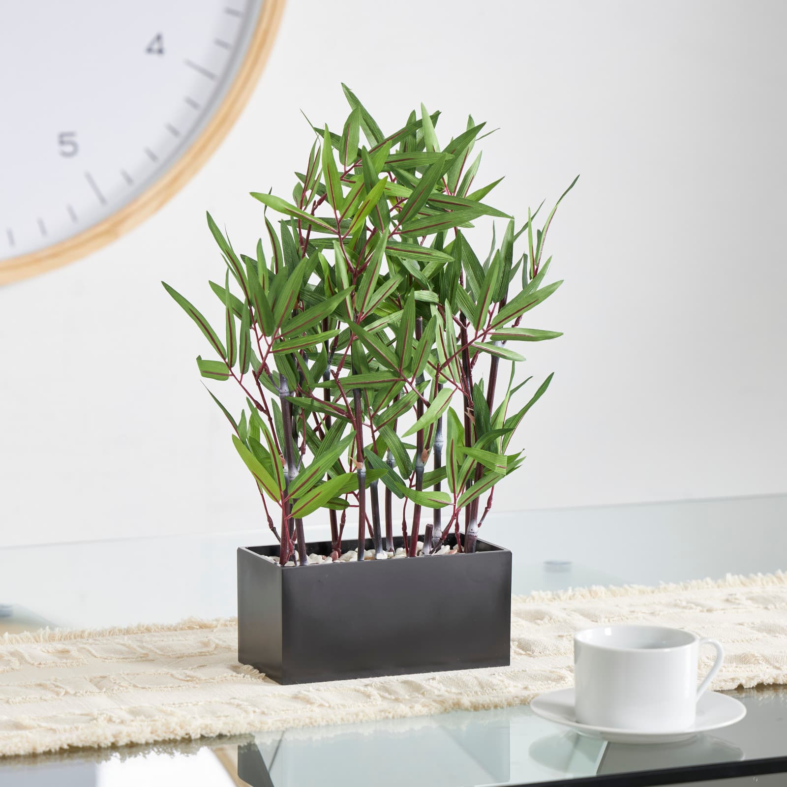 18&#x22; Green Foliage Artificial Plant with Black Pot