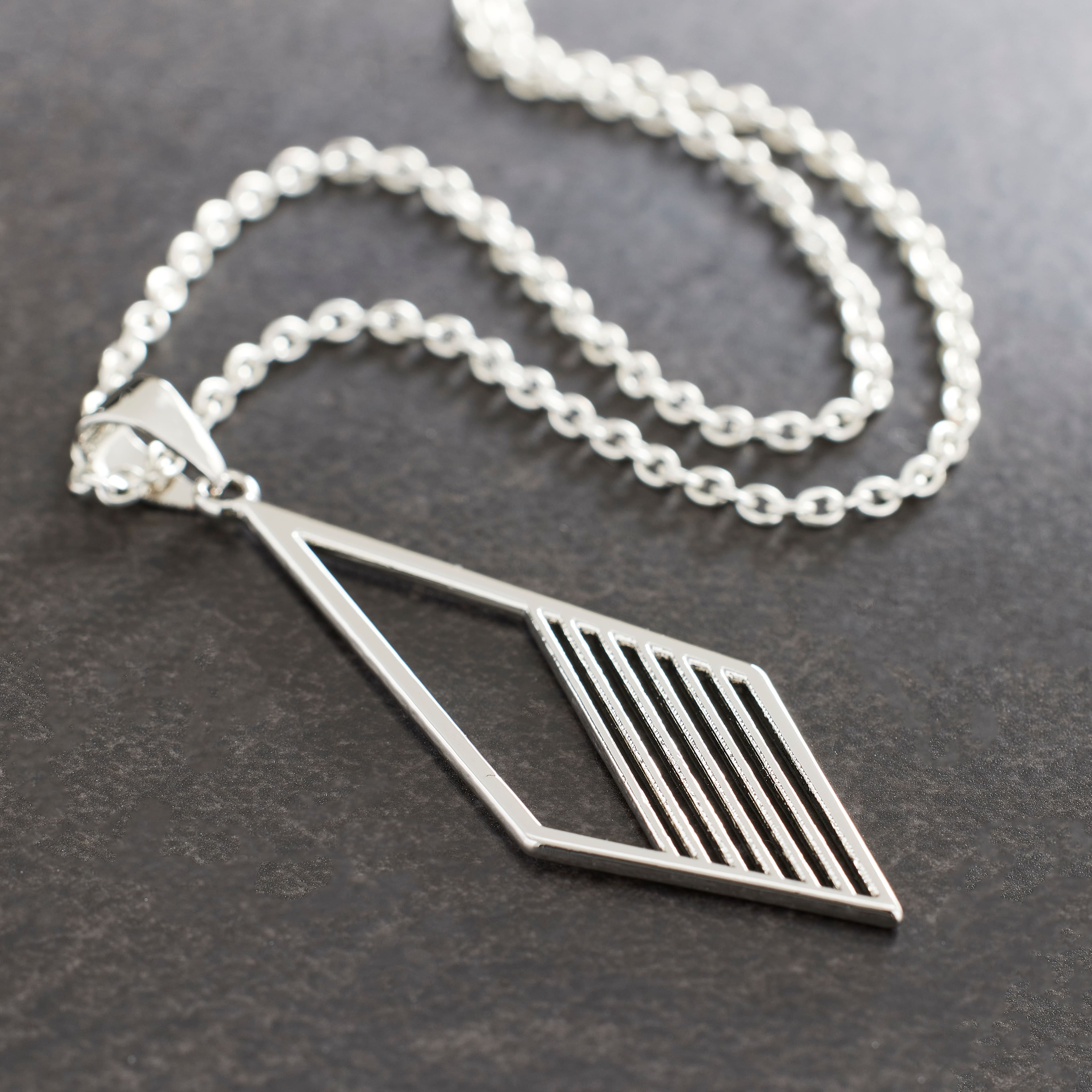 Rhodium Rhombus with Lines Pendant by Bead Landing&#x2122;