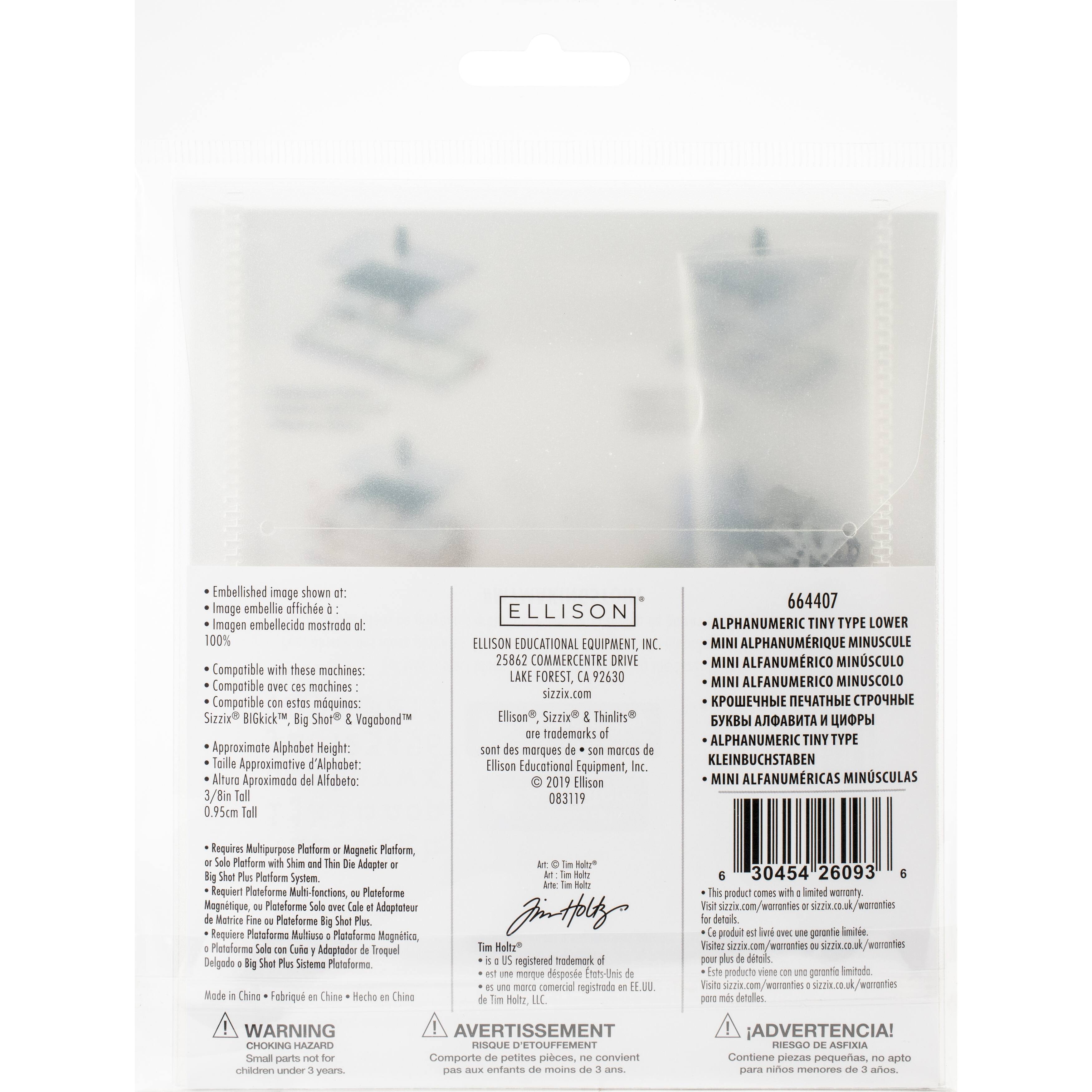 Sizzix® Thinlits™ Alphanumeric Tiny Type Lowercase Die Set by Tim Holtz®