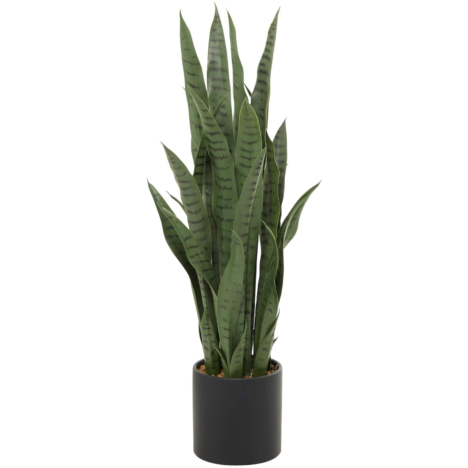 3ft. Green Faux Snake Foliage Artificial Plant with Black Porcelain Pot