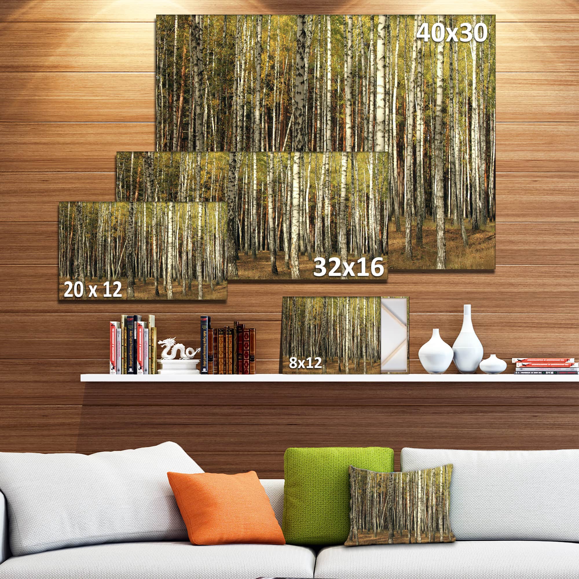 Designart - Green Fall Forest with Thick Trees - Forest Canvas Art Print