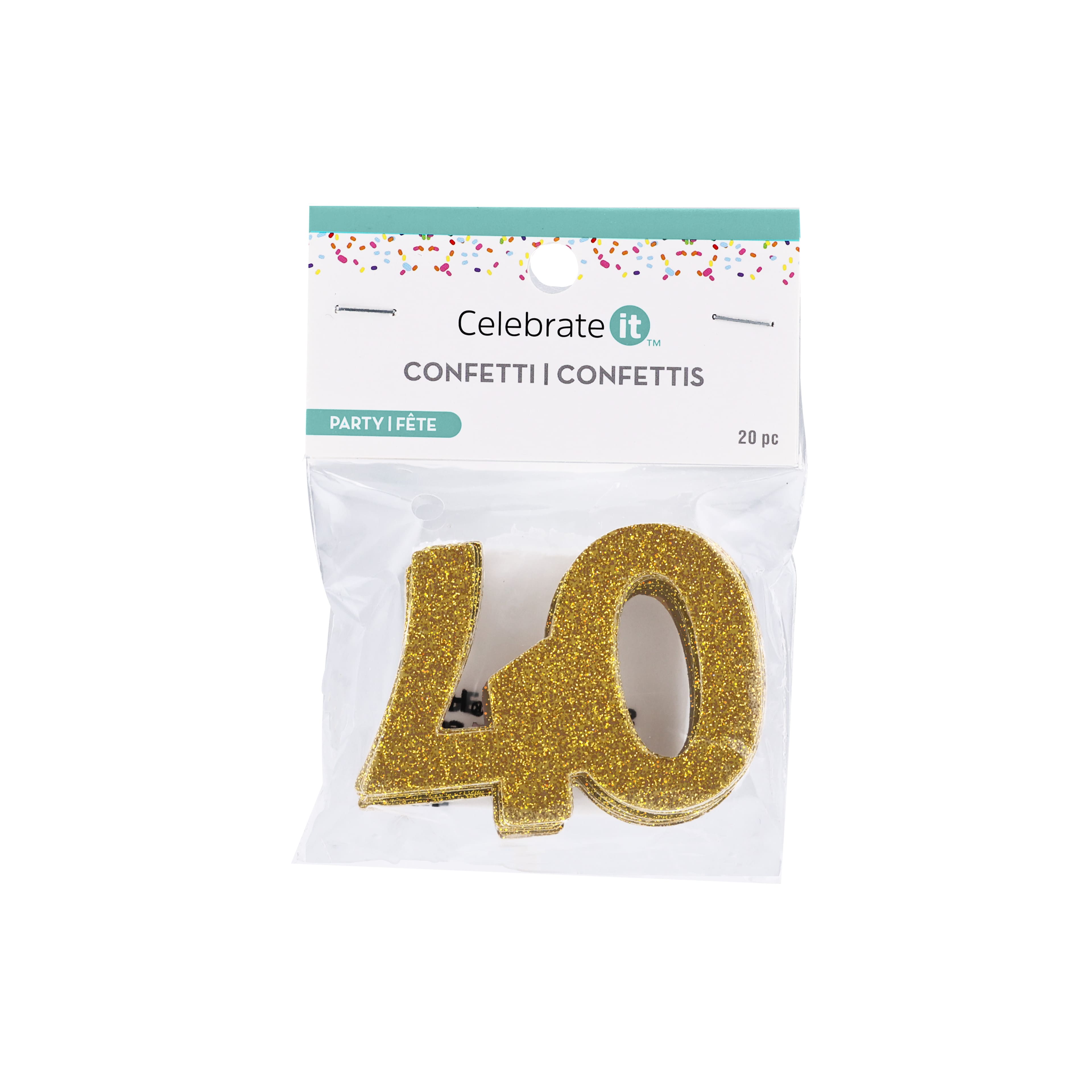 2&#x22; Gold 40 Glitter Confetti, 20ct. by Celebrate It&#x2122;