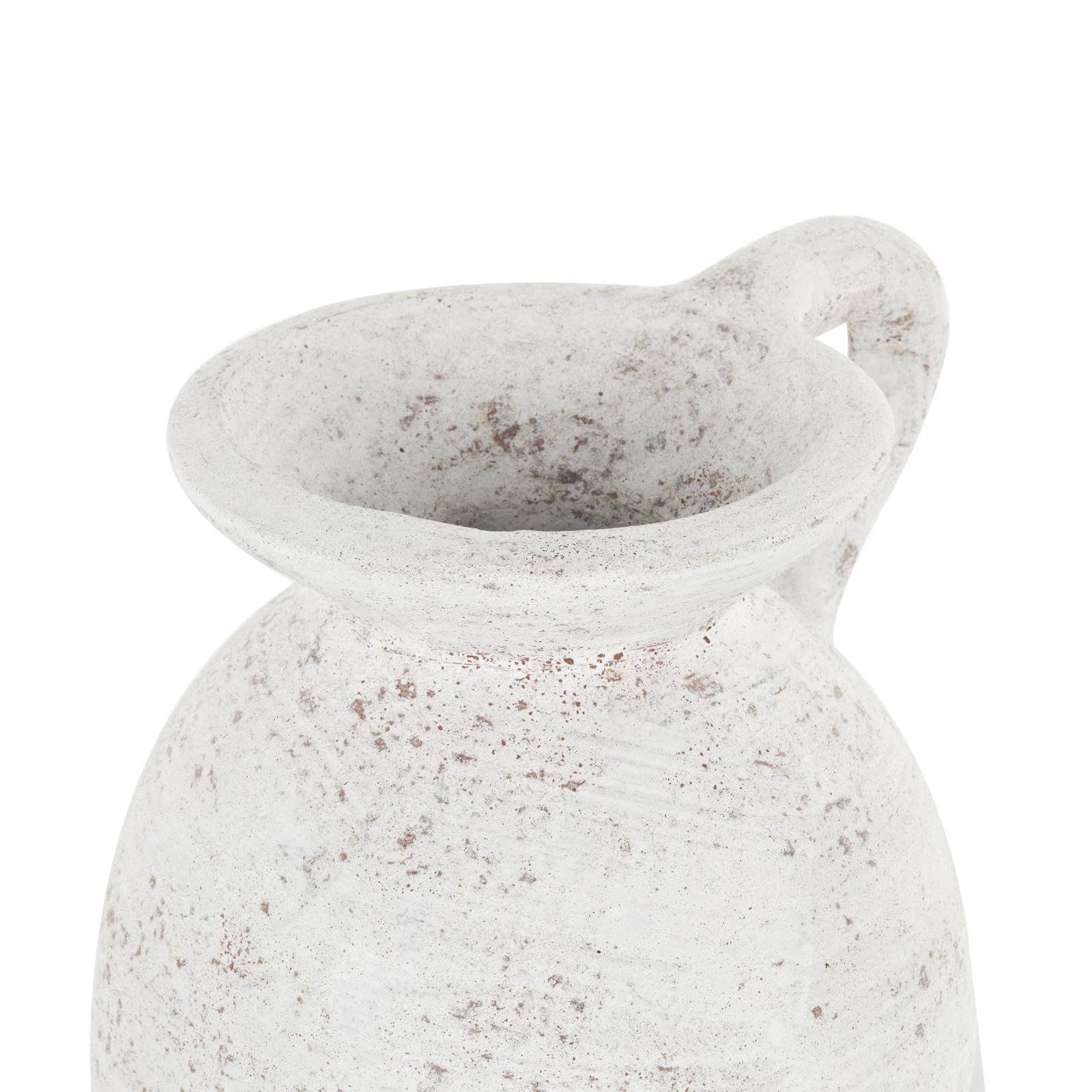 11" Cream Ceramic Textured Pot Vase with Handle