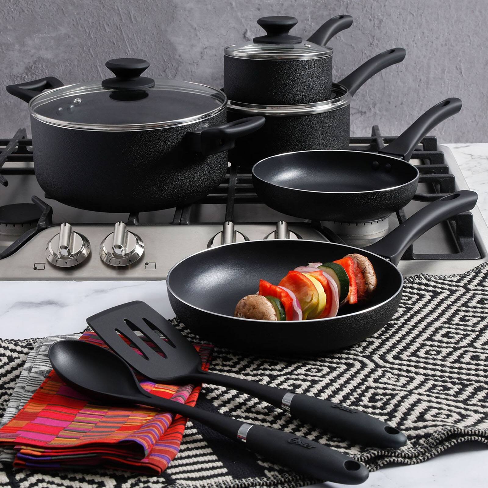 Oster Ashford 10-Piece Aluminum Non-Stick Cookware Set (Black) - 20011269