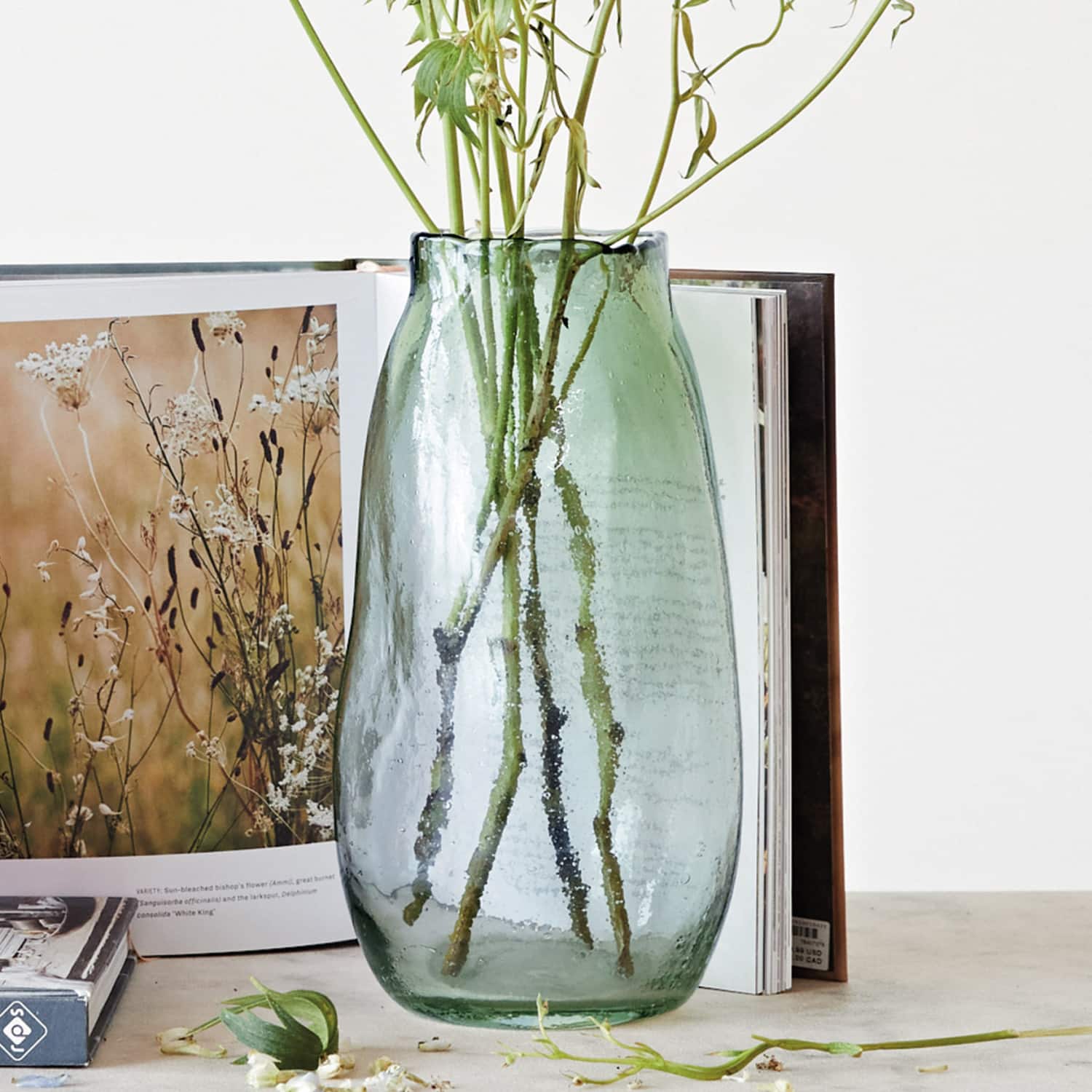 Hello Honey® 10.5" Green Marbled Glass Organic Shaped Vase