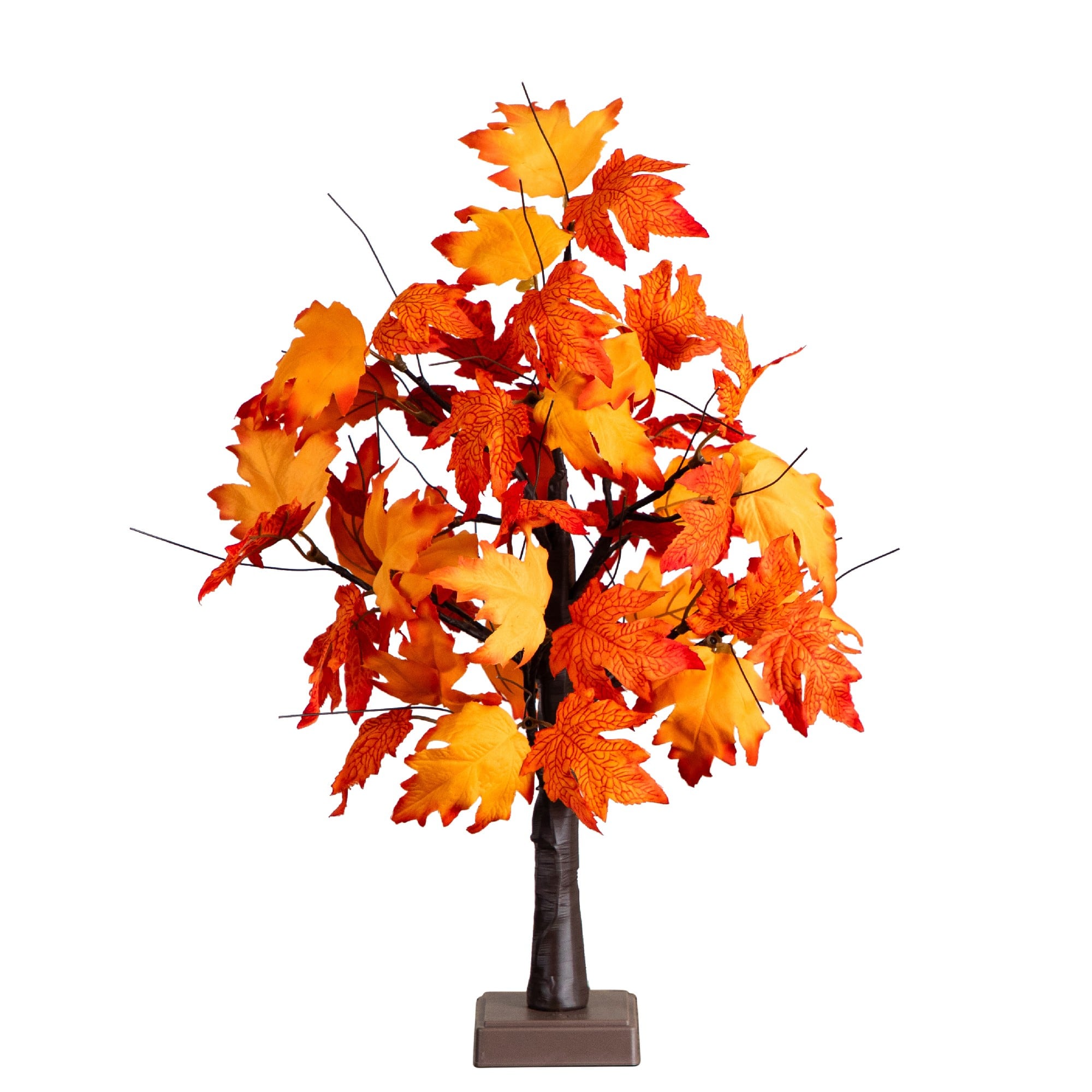2ft. Pre-Lit Bright Autumn Maple Artificial Fall Tree with 24 Warm White LED Lights and Detachable Base