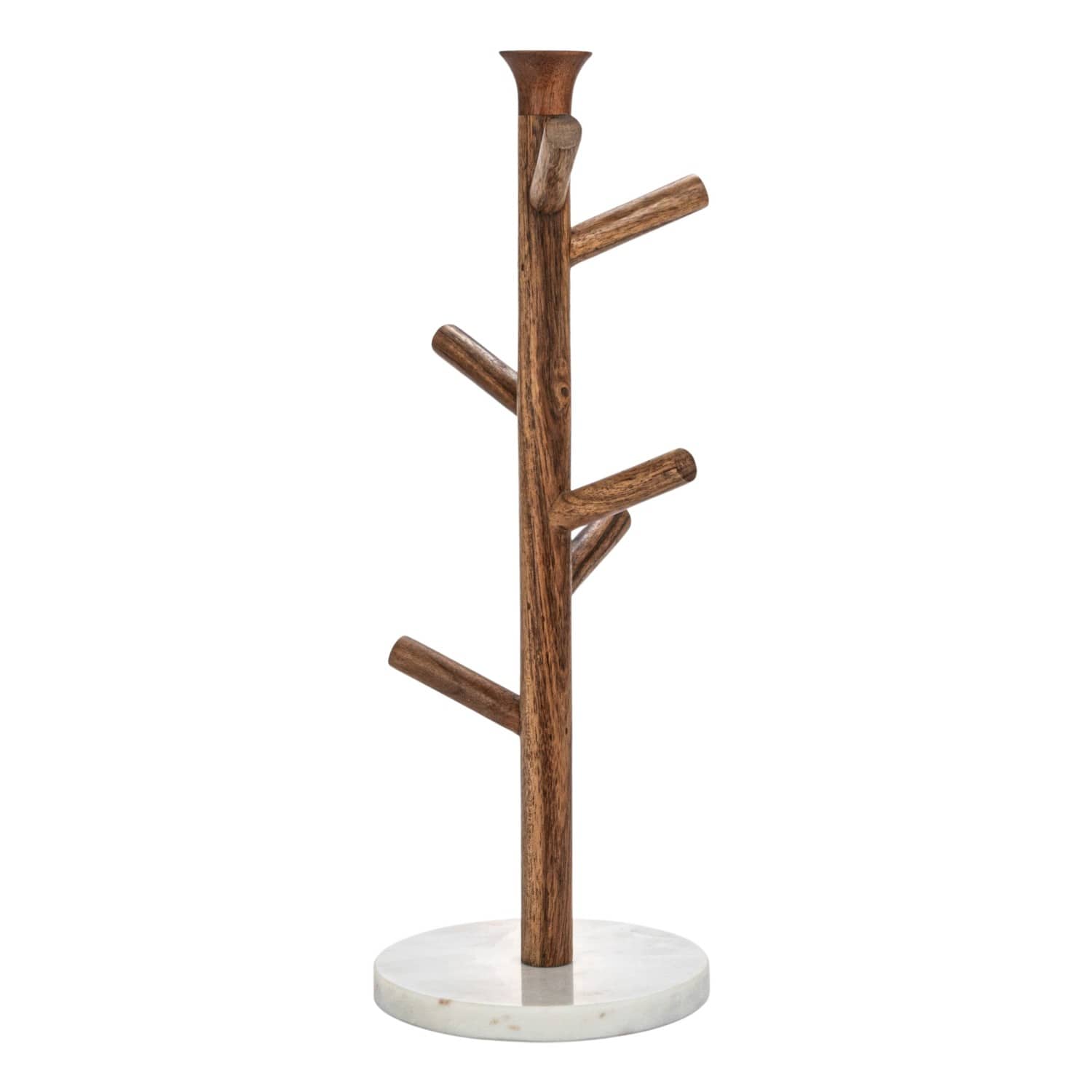 Hello Honey® 17" Tall Mango Wood & Marble Mug Rack