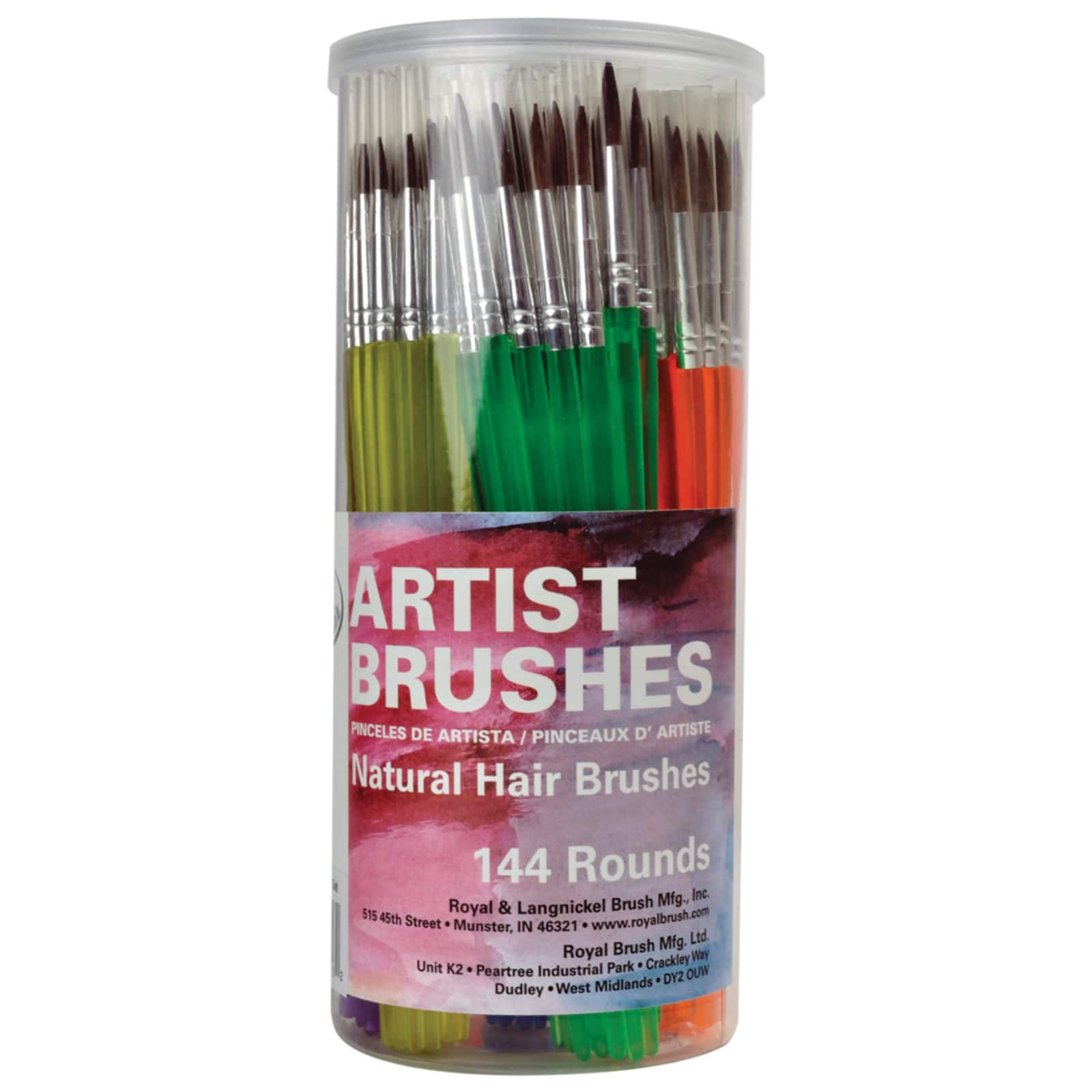 Royal &#x26; Langnickel&#xAE; Round Natural Hair Brushes Econo Canister, 144ct. 