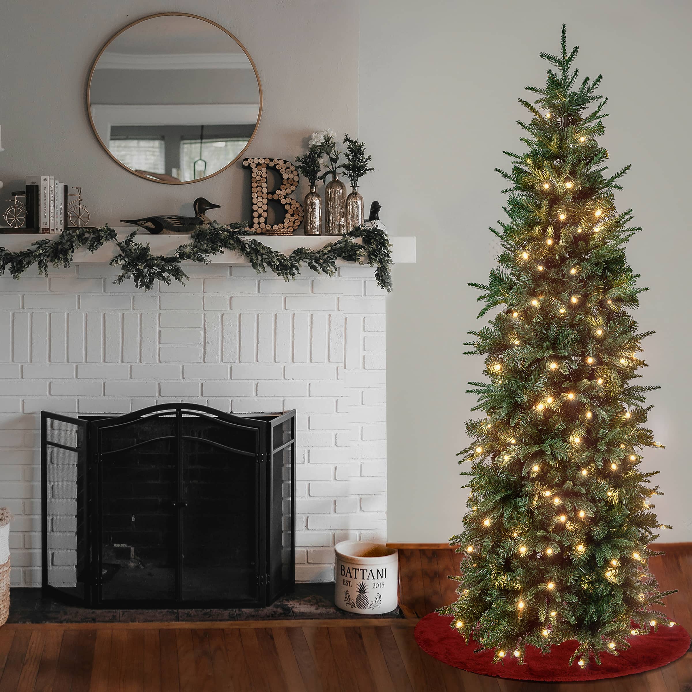 6ft. Pre-Lit Feel-Real&#xAE; Duxbury Slim Artificial Christmas Tree, Warm White LED Lights
