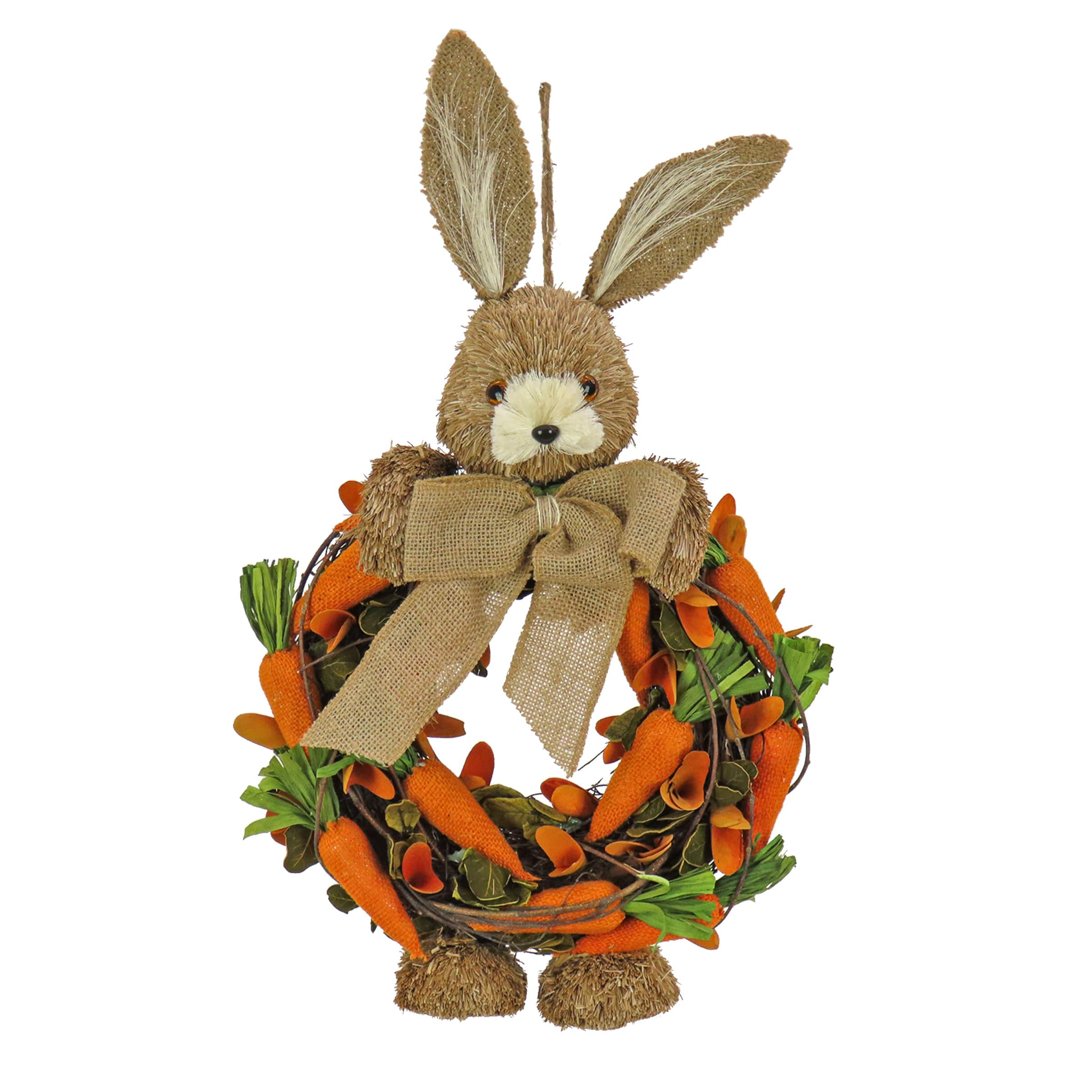 20&#x22; Burlap Bow, Carrot &#x26; Bunny Wreath