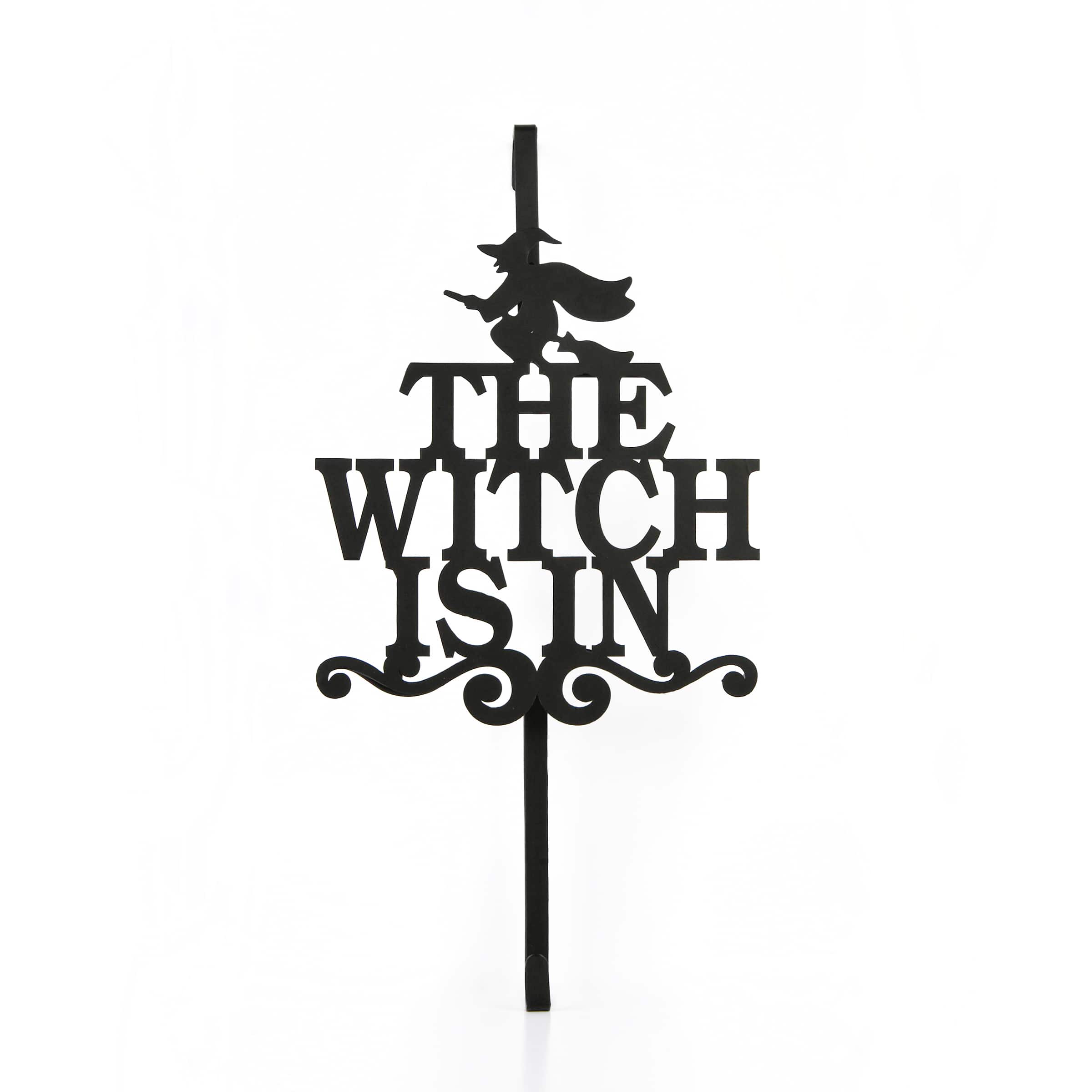 18" Halloween The Witch Is In Wreath Hanger