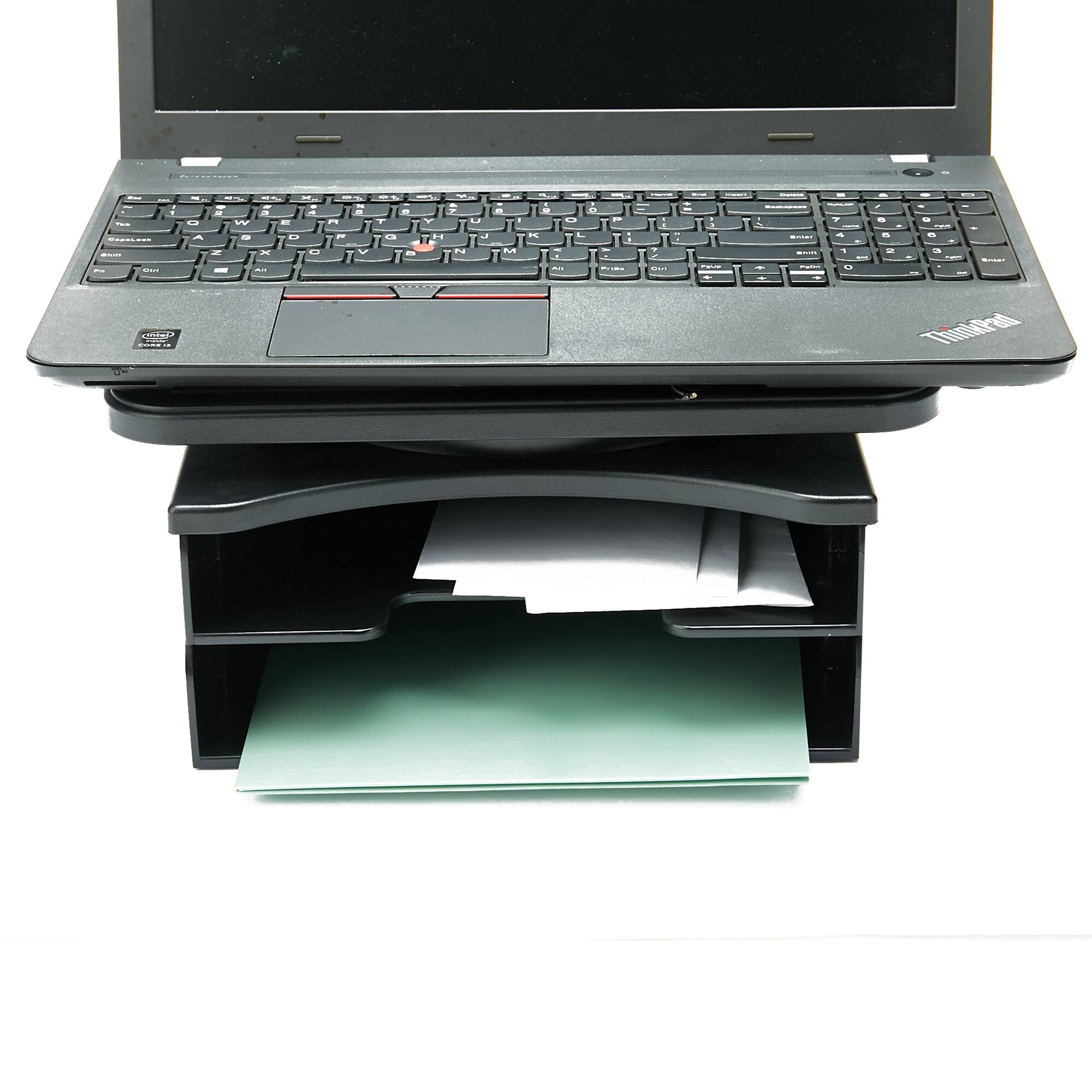 Mind Reader Black 2-Tier Swivel Top File Organizer