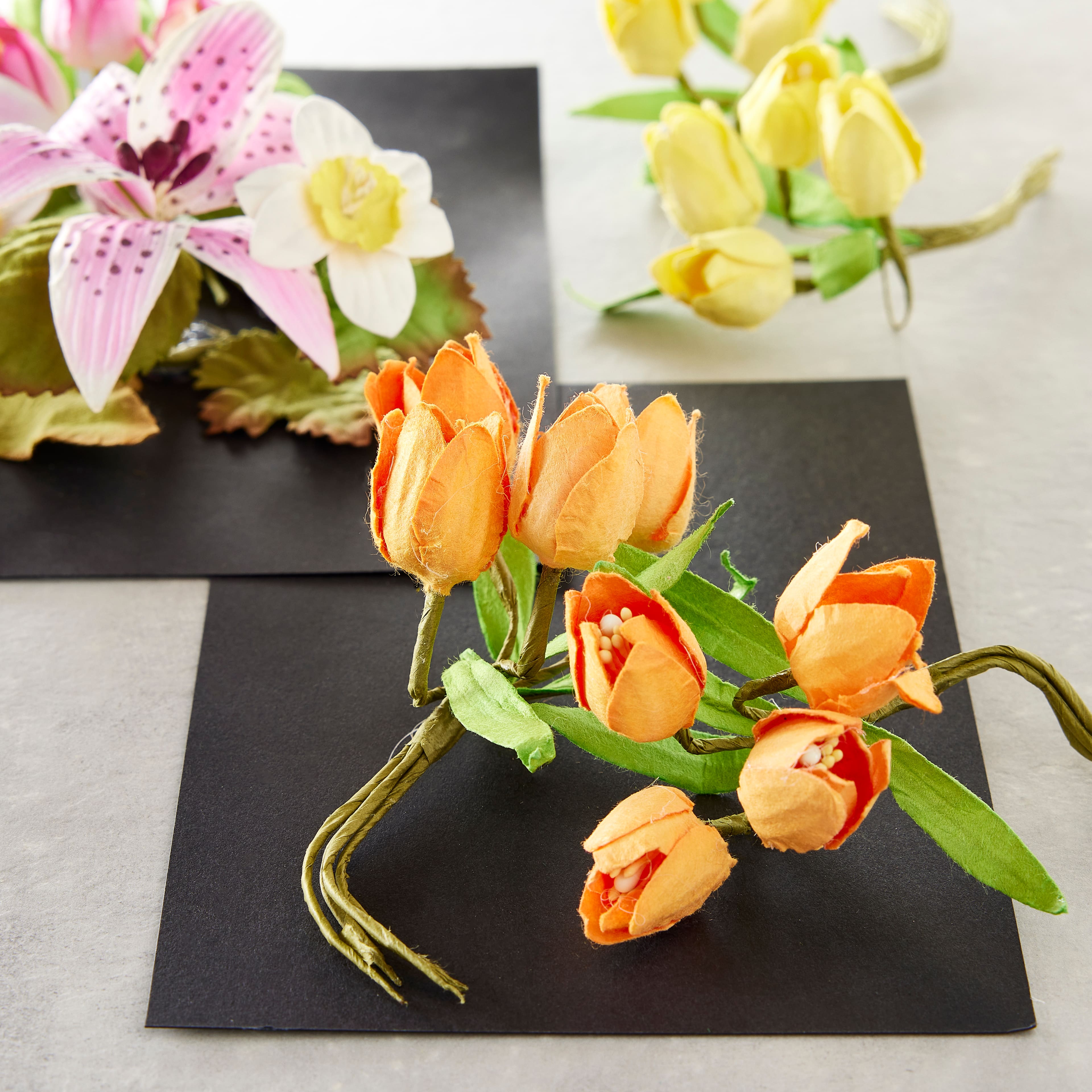 Pink, Orange &#x26; Yellow Tulip Paper Flowers by Recollections&#x2122;, 24ct.