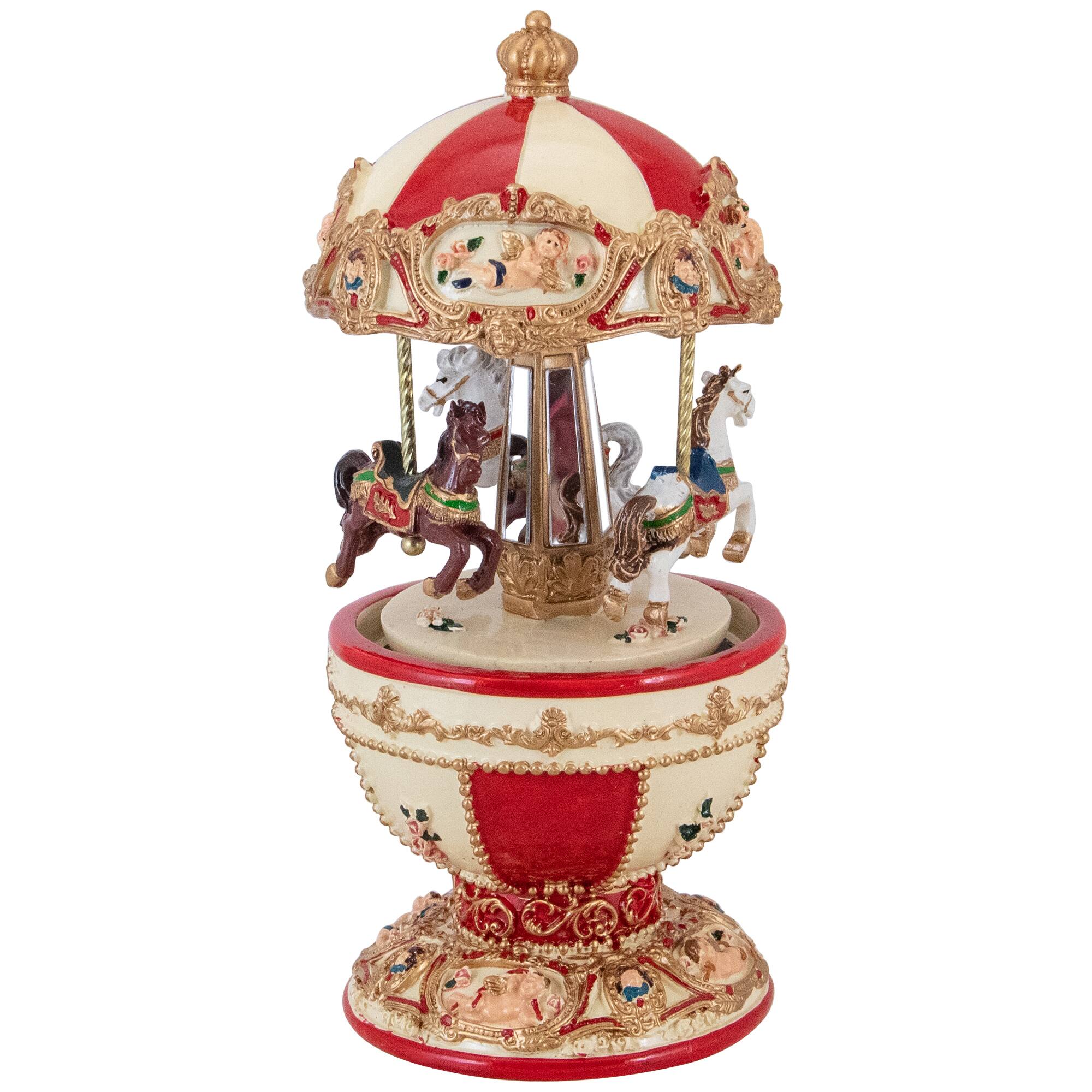 7.25&#x22; Animated &#x26; Musical Horses &#x26; Cupids Carousel