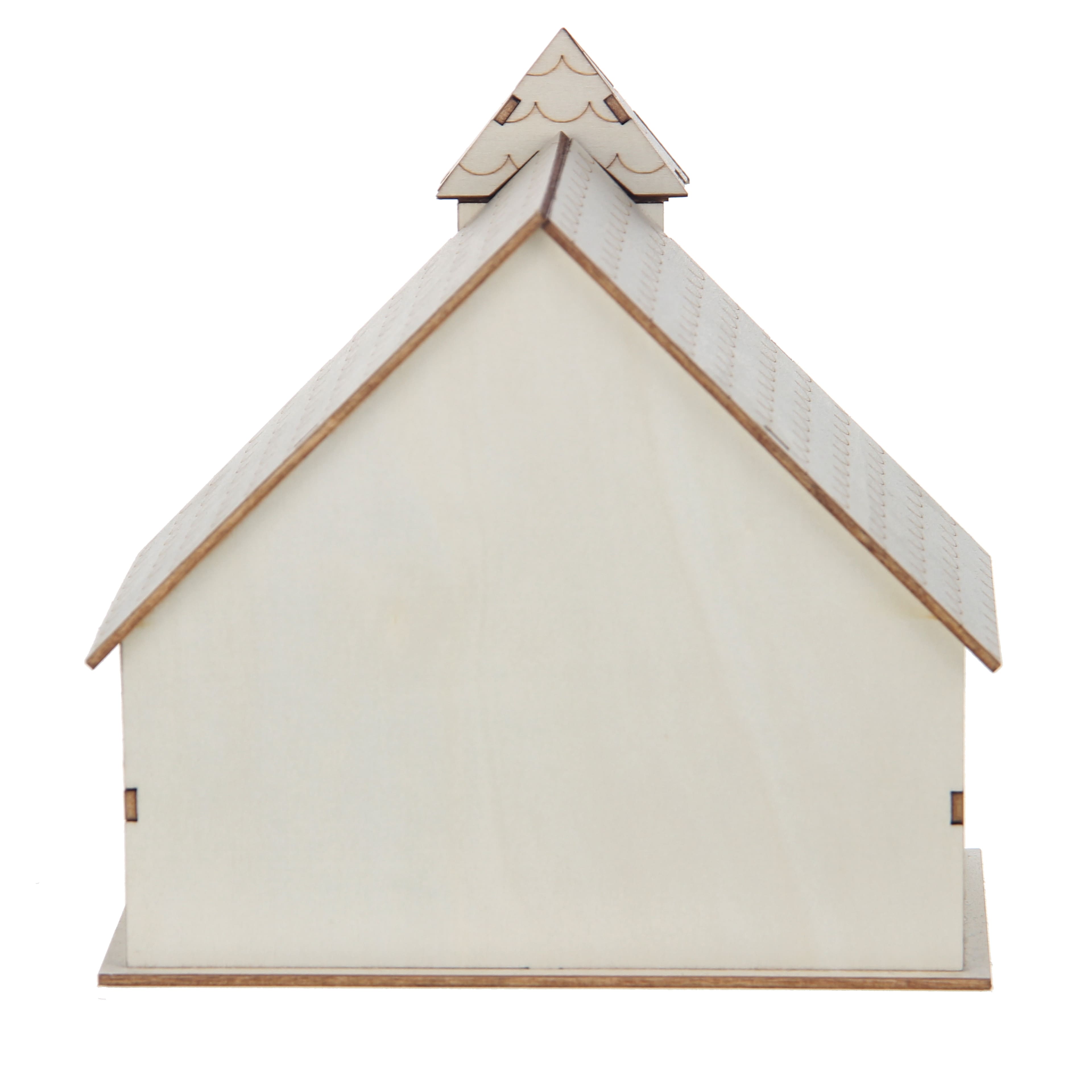 6.5&#x22; Unfinished Village Church DIY LED Wood D&#xE9;cor by Make Market&#xAE;