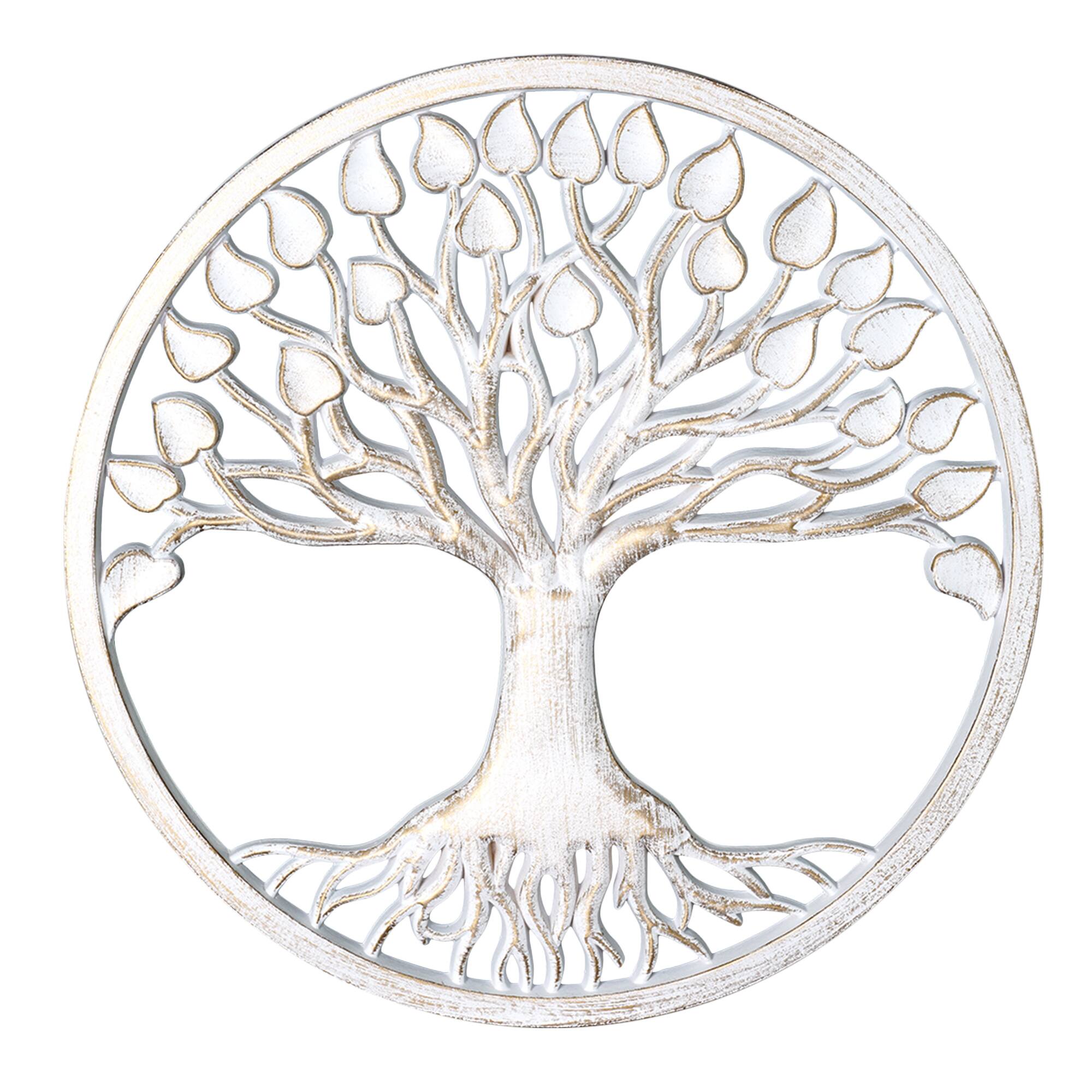 American Art D&#xE9;cor&#x2122; 15.5&#x22; Tree of Life Medallion Boho Wall Art with White with Gold Accents