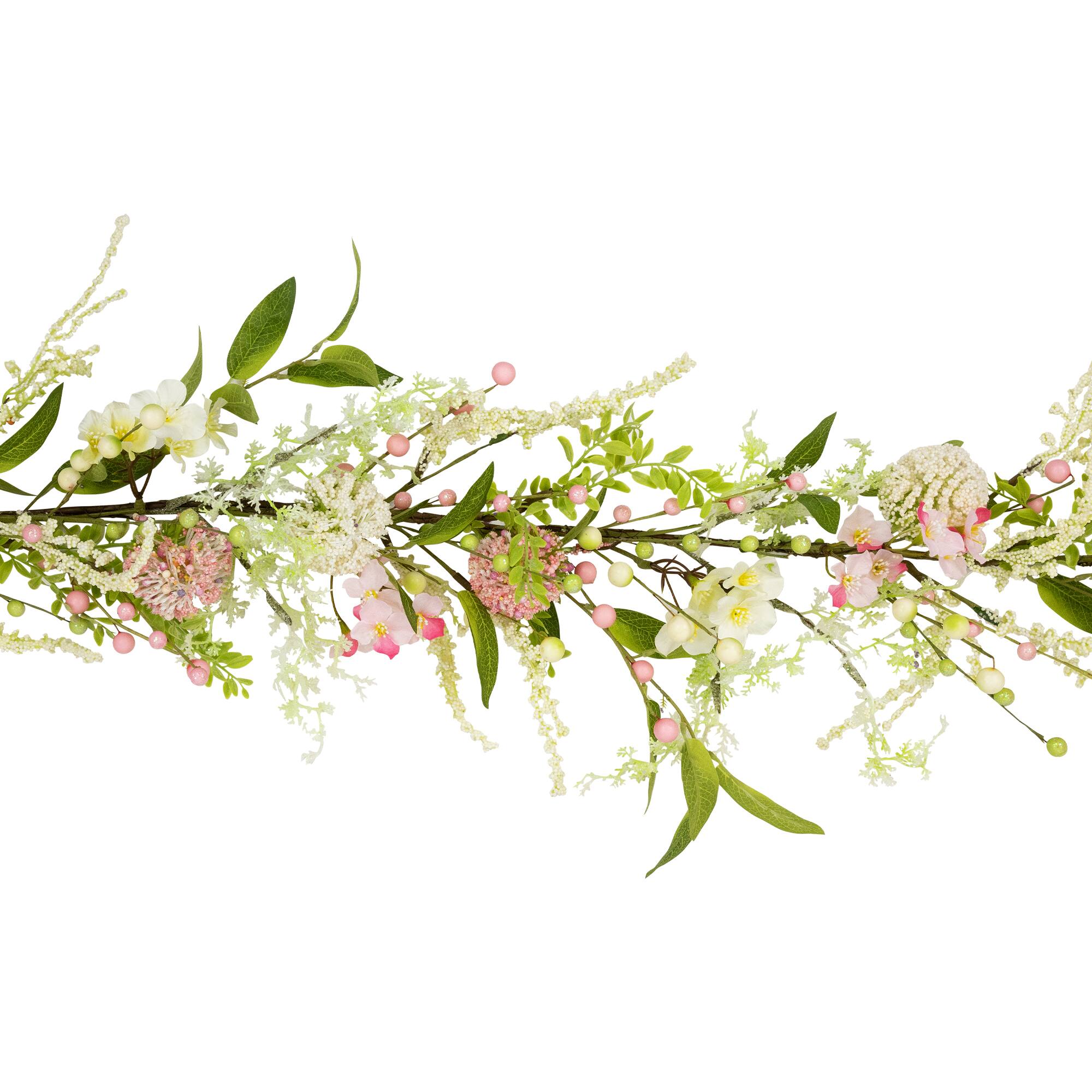 5ft. Pink Hydrangea &#x26; Berry Floral Spring Garland