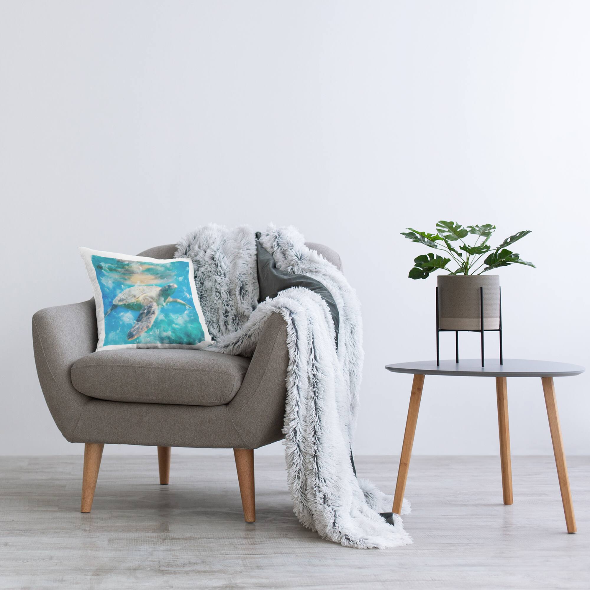 Stupell Industries Swimming Sea Turtle Aquatic Reptile Design Throw Pillow 18" x 18"